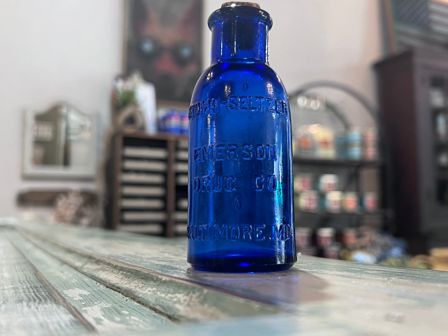 Antique Cobalt Blue Apothecary Emerson Drug Co Seltzer Baltimore MD Bottle