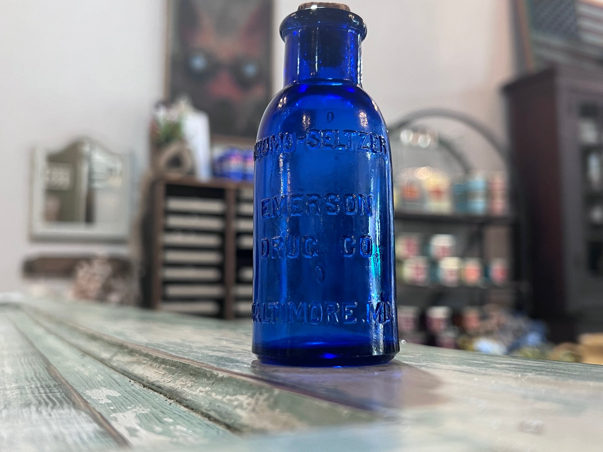 Antique Cobalt Blue Apothecary Emerson Drug Co Seltzer Baltimore MD Bottle