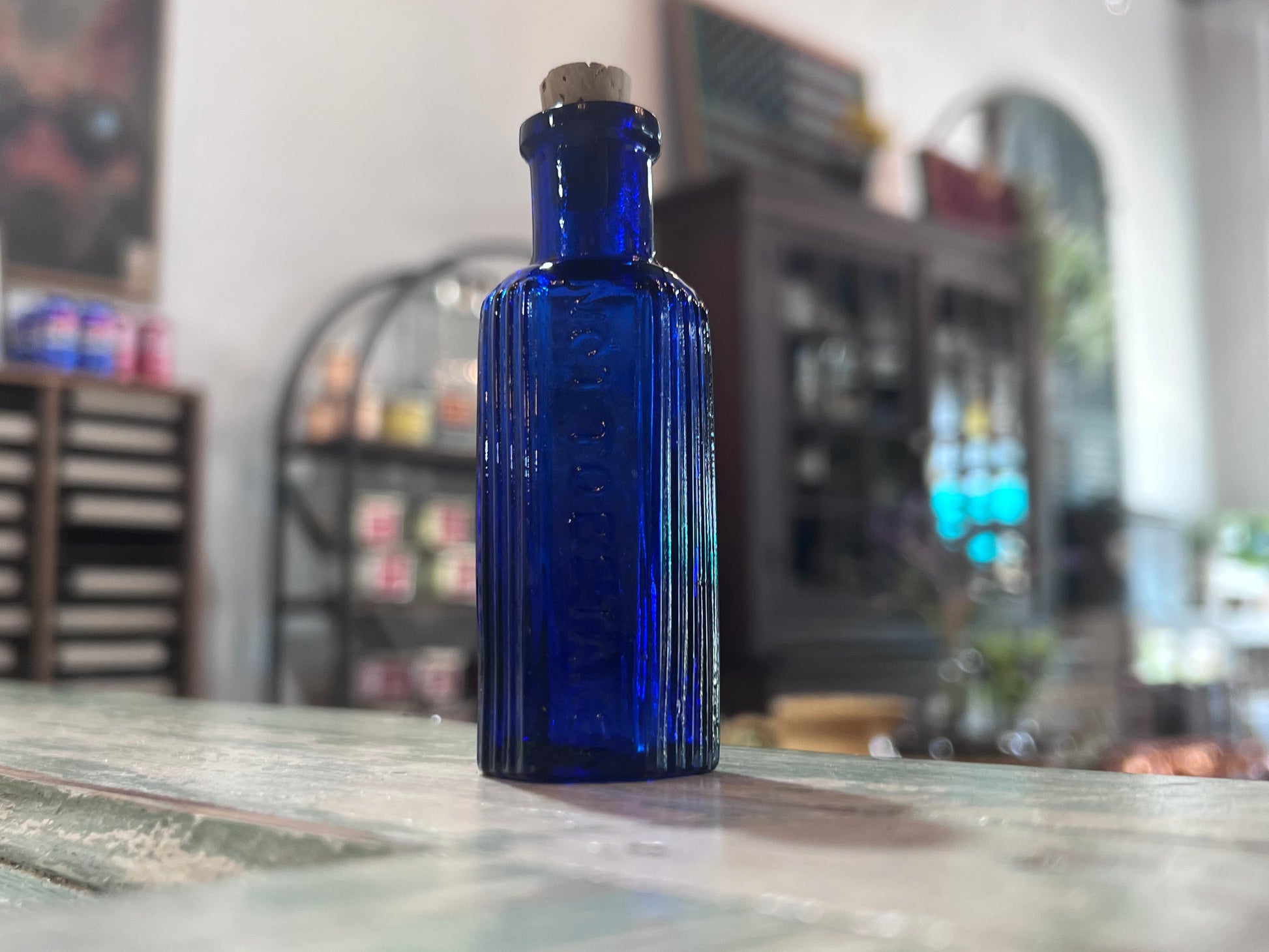 Antique Cobalt Blue Apothecary Poison Bottle
