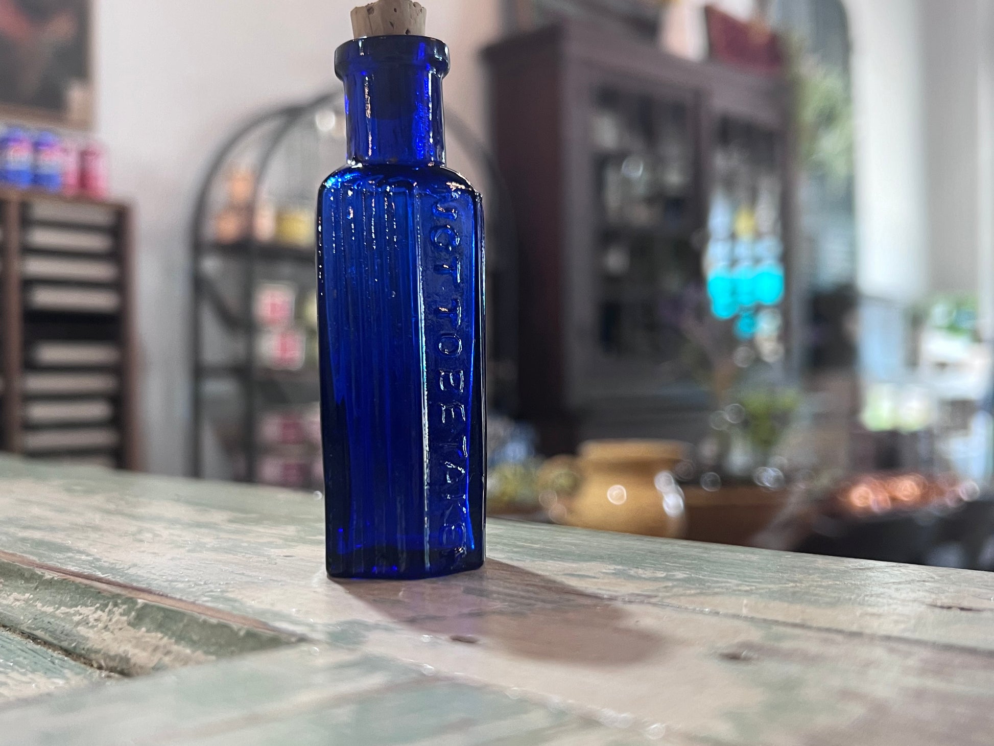 Antique Cobalt Blue Apothecary Poison Bottle