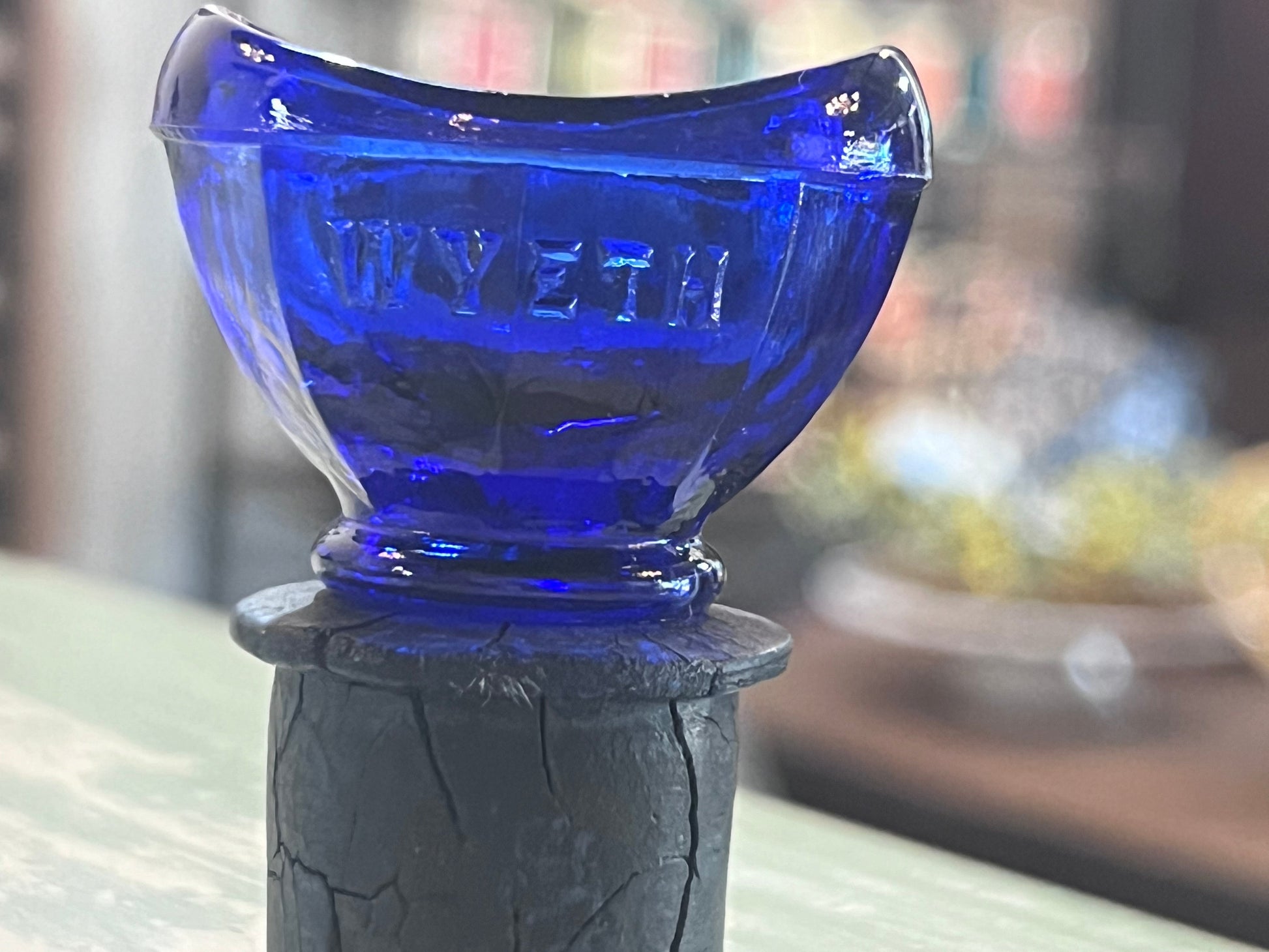 Antique Wyeth Blue Eye Wash Bottle Stopper