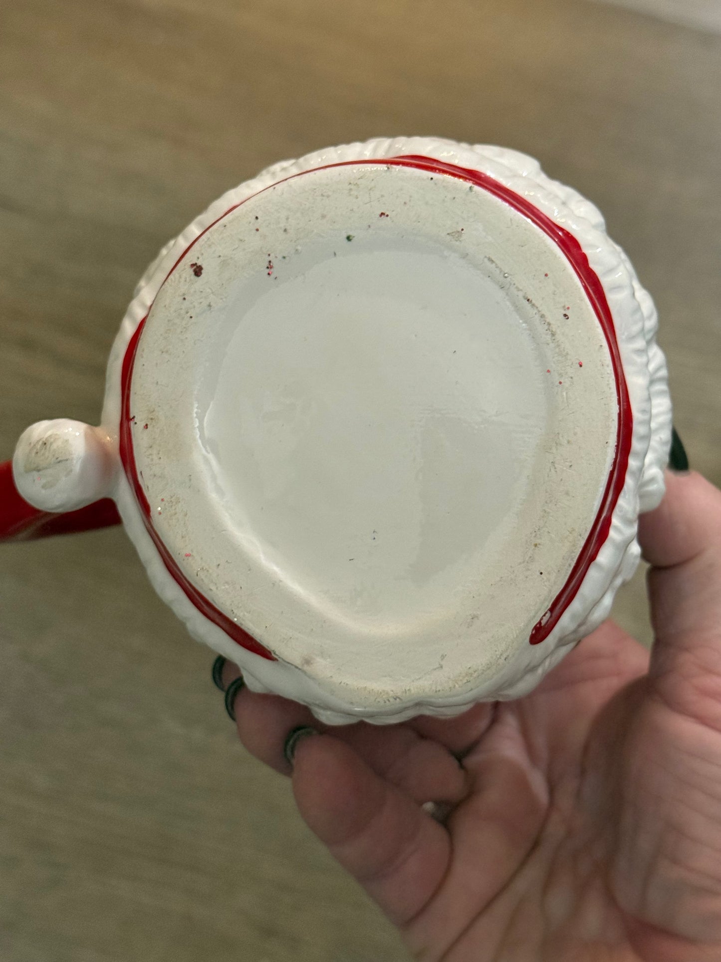 Vintage Foliage Grandpa Santa Mug with Bottle Brush Tree • Retro Christmas Decoration