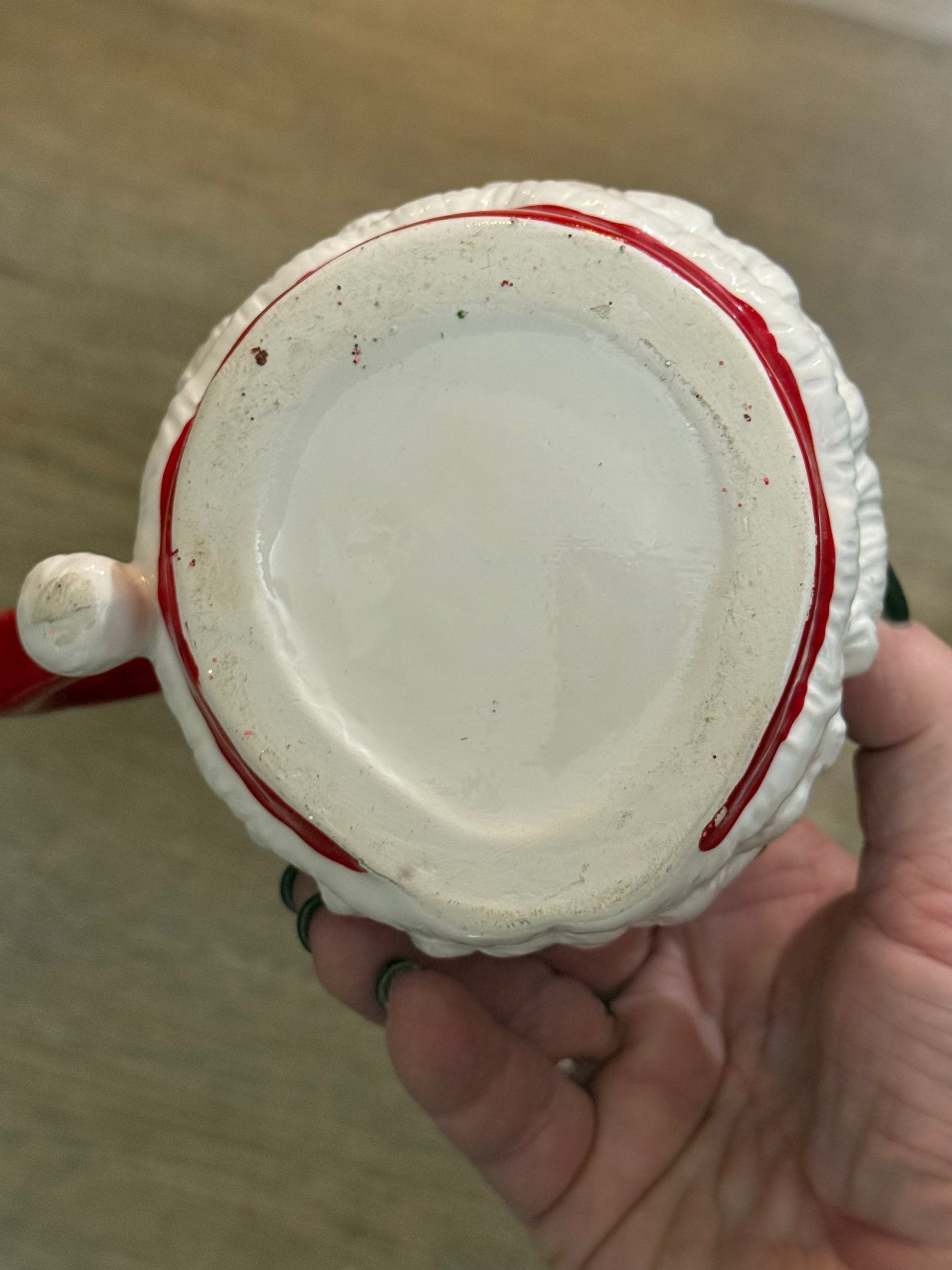 Vintage Foliage Grandpa Santa Mug with Bottle Brush Tree • Retro Christmas Decoration