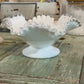 Fenton Silver Crest Ruffled Milk Glass Footed Bowl • Vintage Pedestal Dish