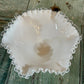 Fenton Silver Crest Ruffled Milk Glass Footed Bowl • Vintage Pedestal Dish