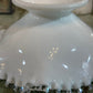 Fenton Silver Crest Ruffled Milk Glass Footed Bowl • Vintage Pedestal Dish