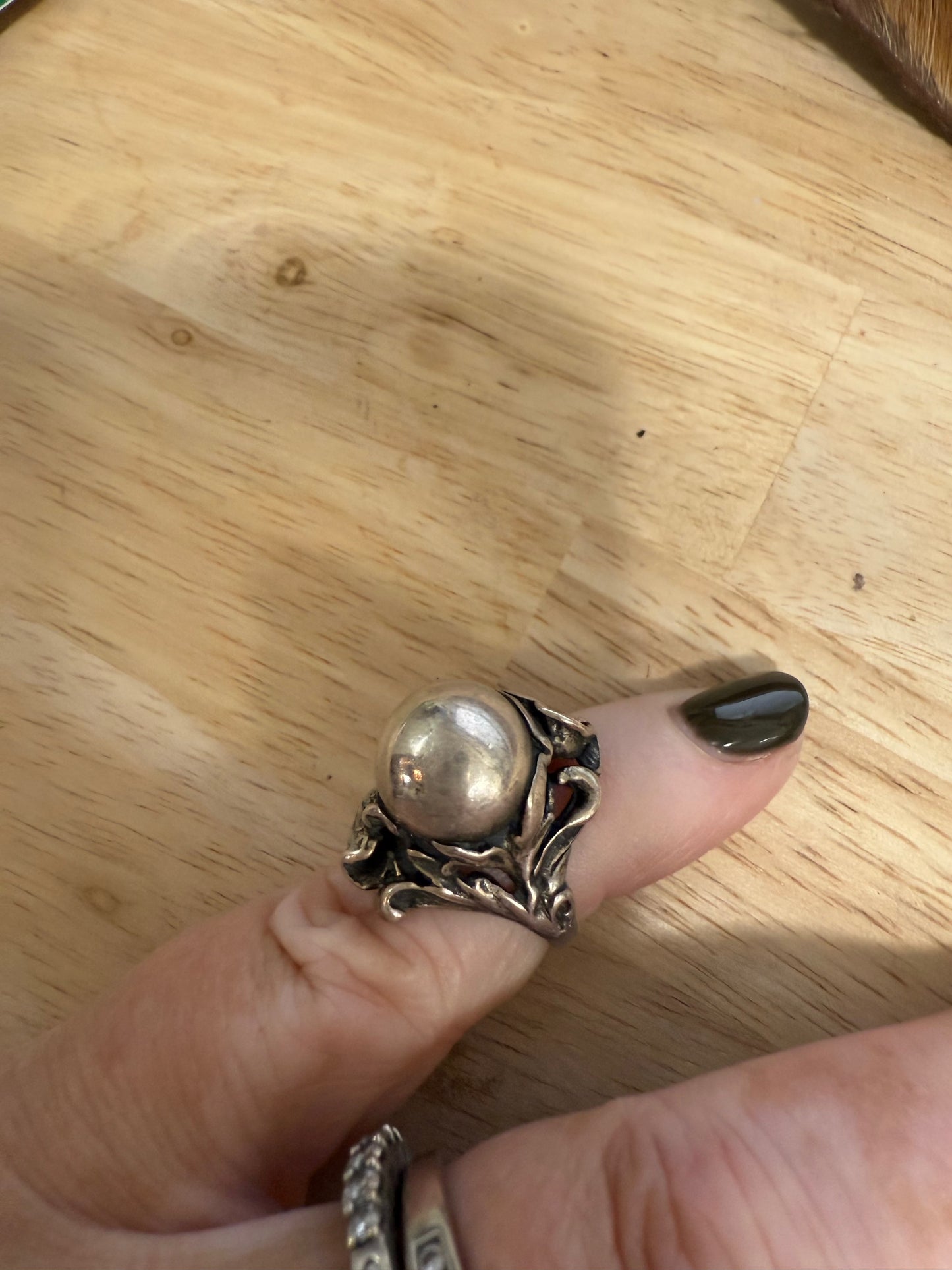 Vintage Sterling Silver Art Nouveau Revival Statement Ring