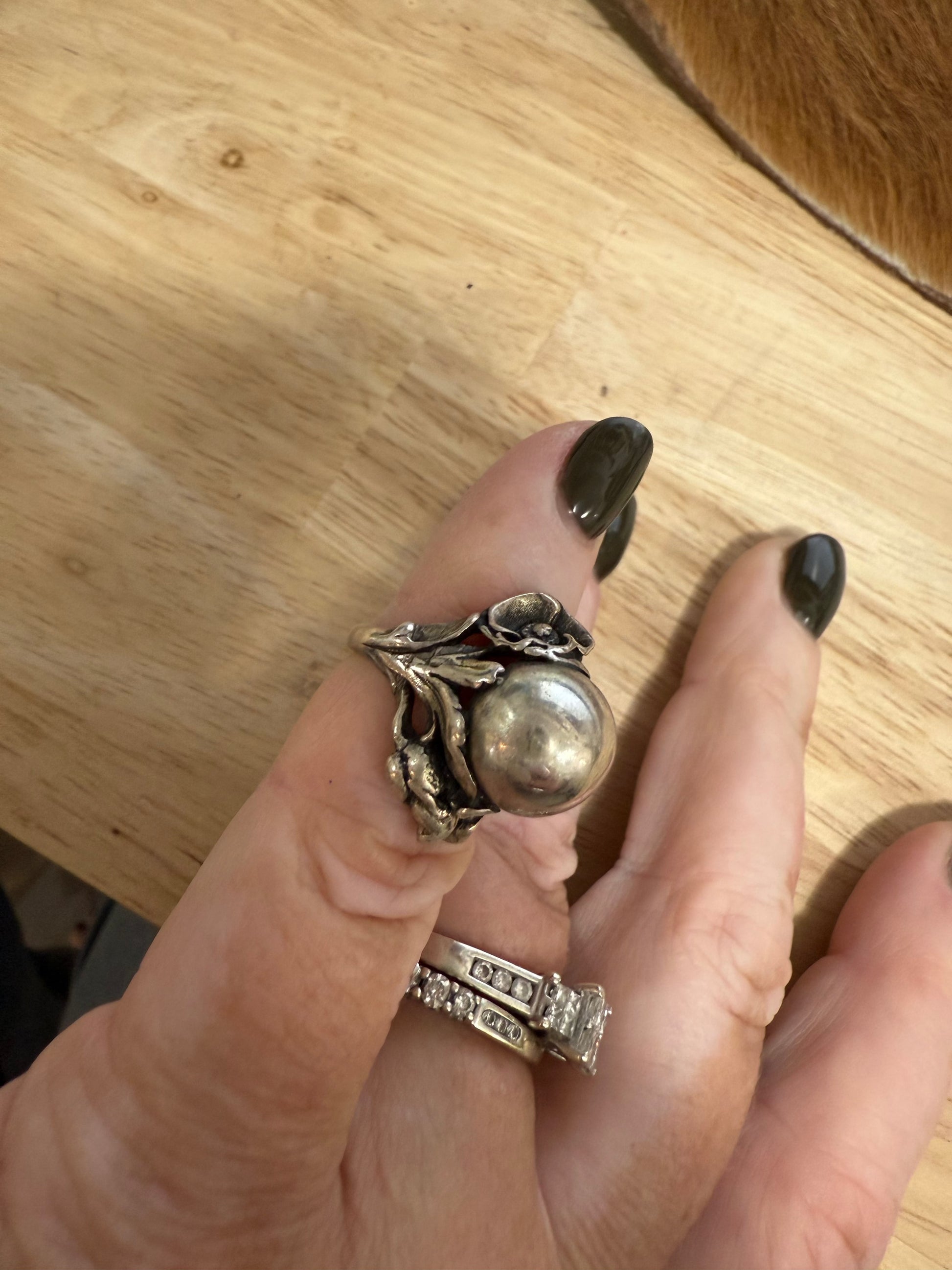 Vintage Sterling Silver Art Nouveau Revival Statement Ring