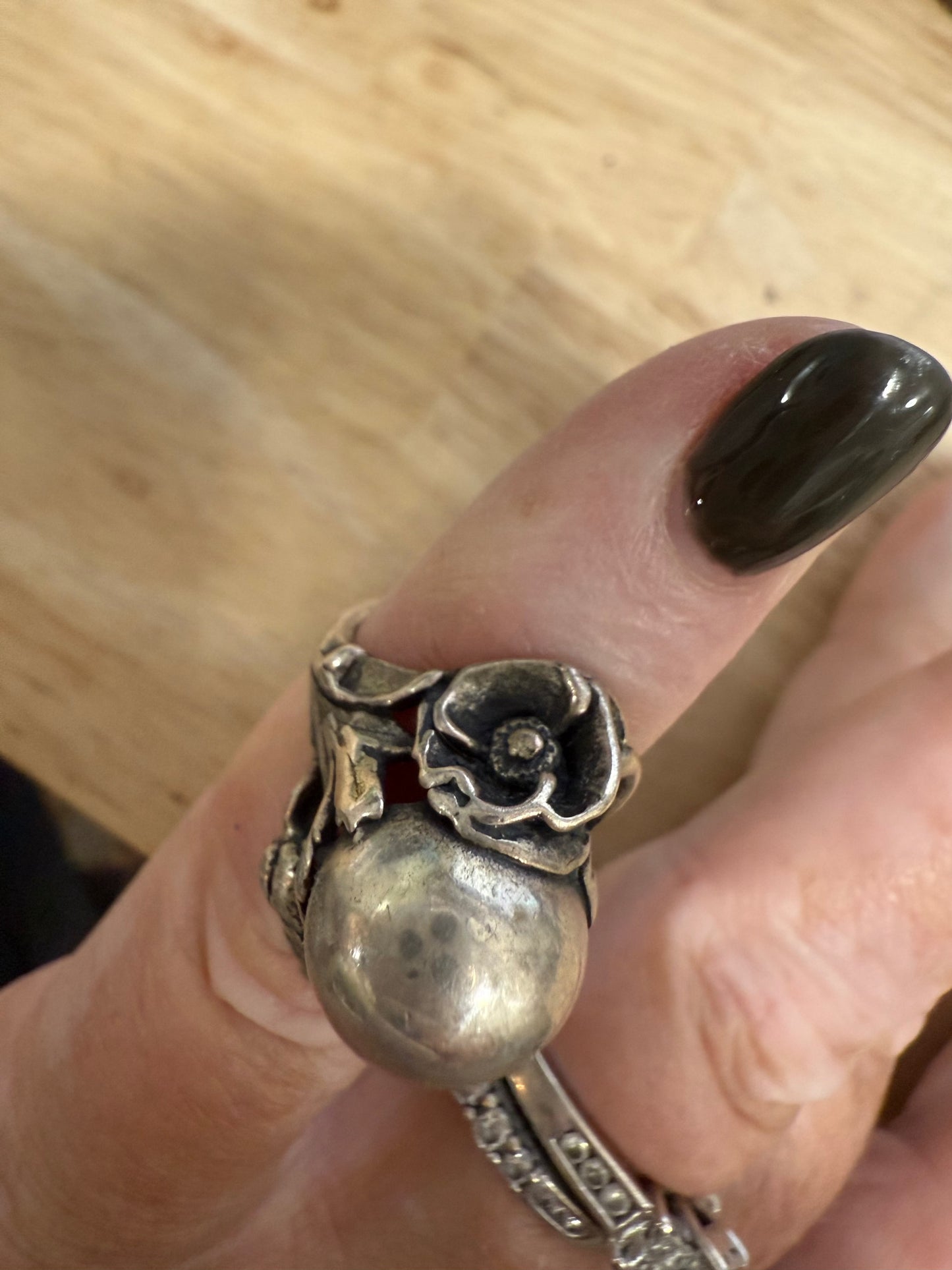Vintage Sterling Silver Art Nouveau Revival Statement Ring