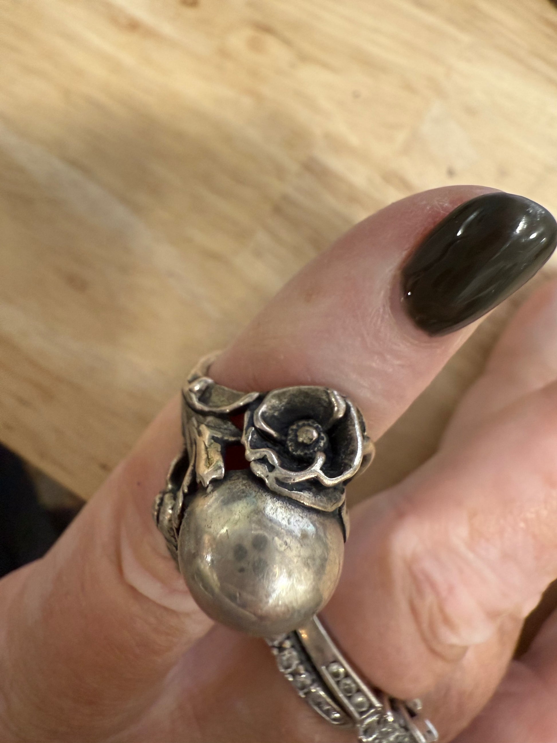 Vintage Sterling Silver Art Nouveau Revival Statement Ring