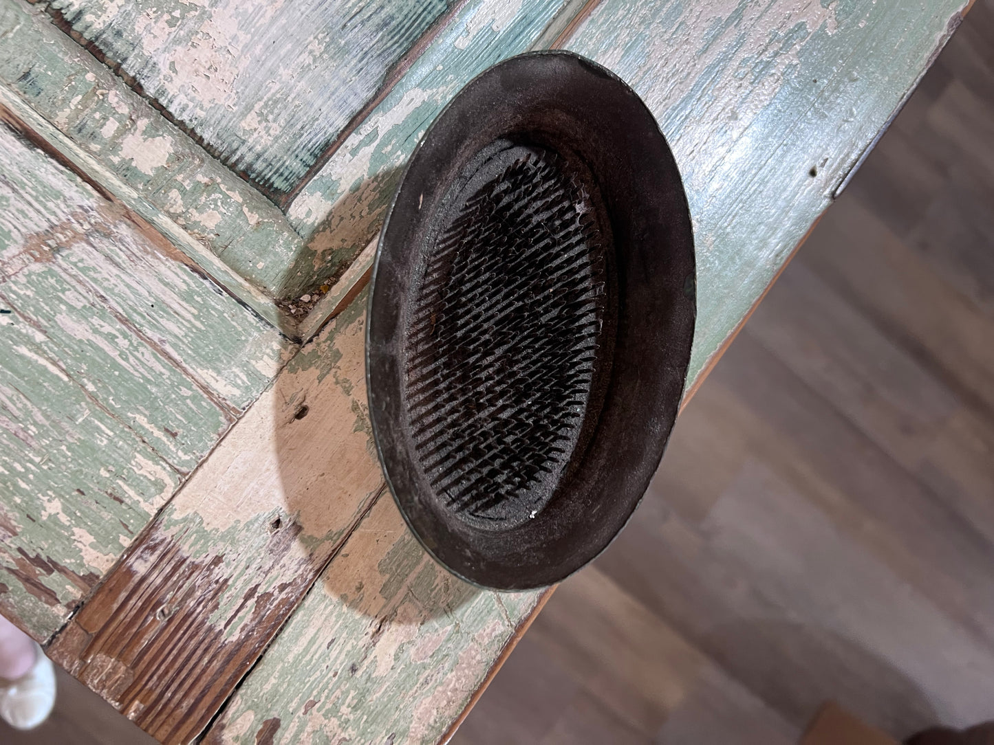 Vintage Cast Iron Pin Pot Flower Frog Oval Shape