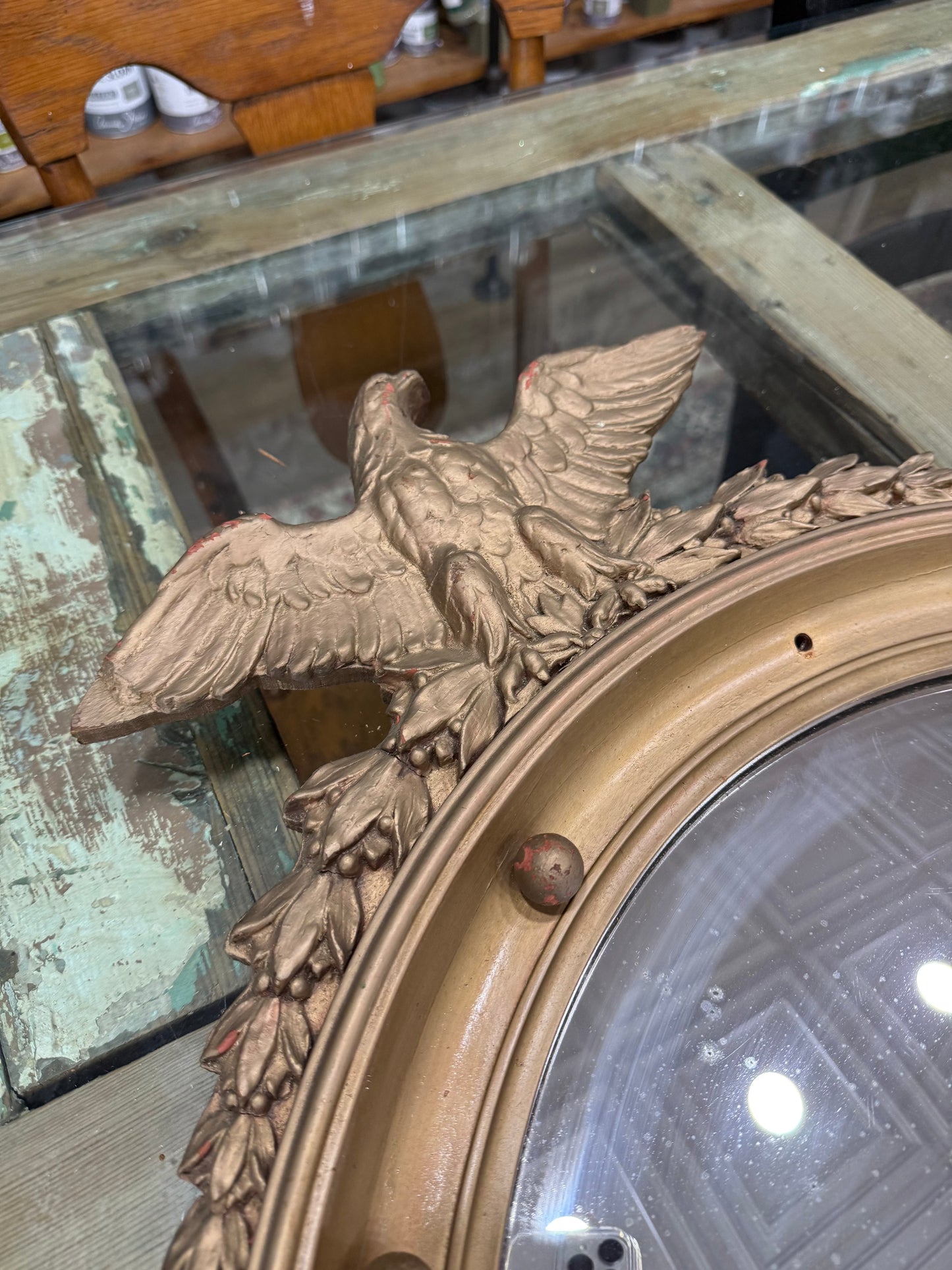 1950s Eagle W/fish Eye Mirror 26x17 Represents 13 Colonies