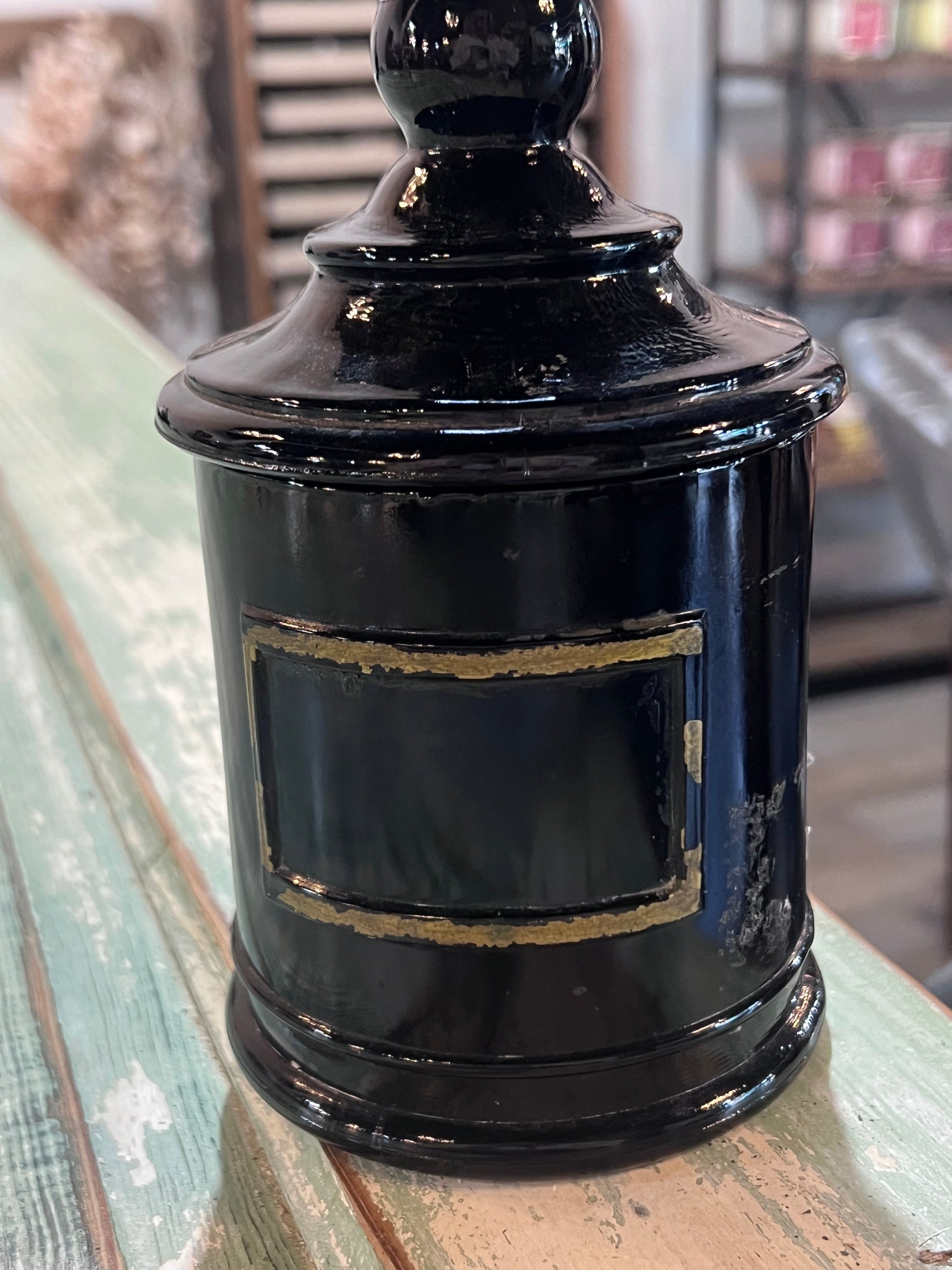 JV Co. Inc Black Amethyst Agate Glass Apothecary Jars Orloff Bergamot