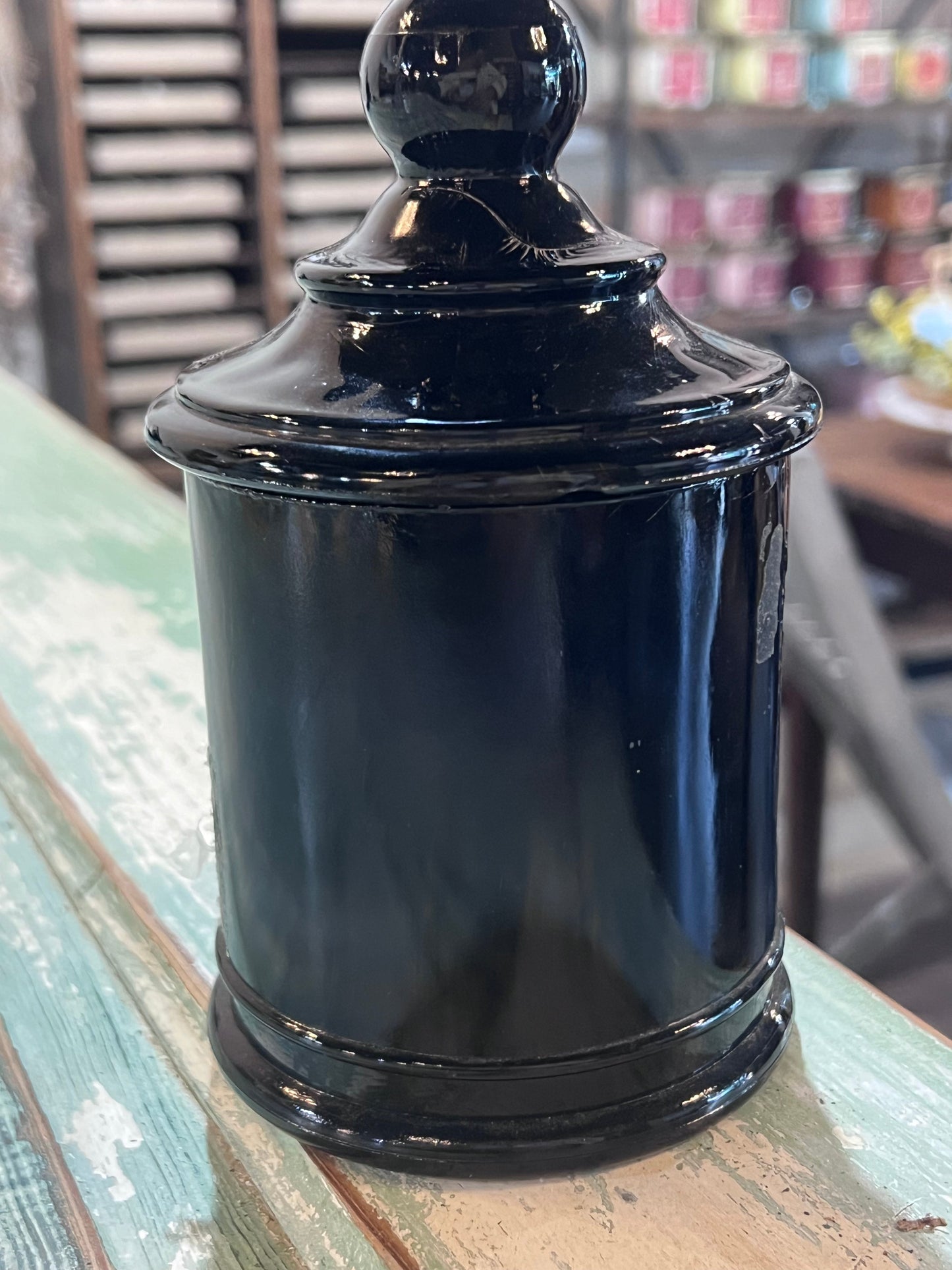 JV Co. Inc Black Amethyst Agate Glass Apothecary Jars Orloff Bergamot