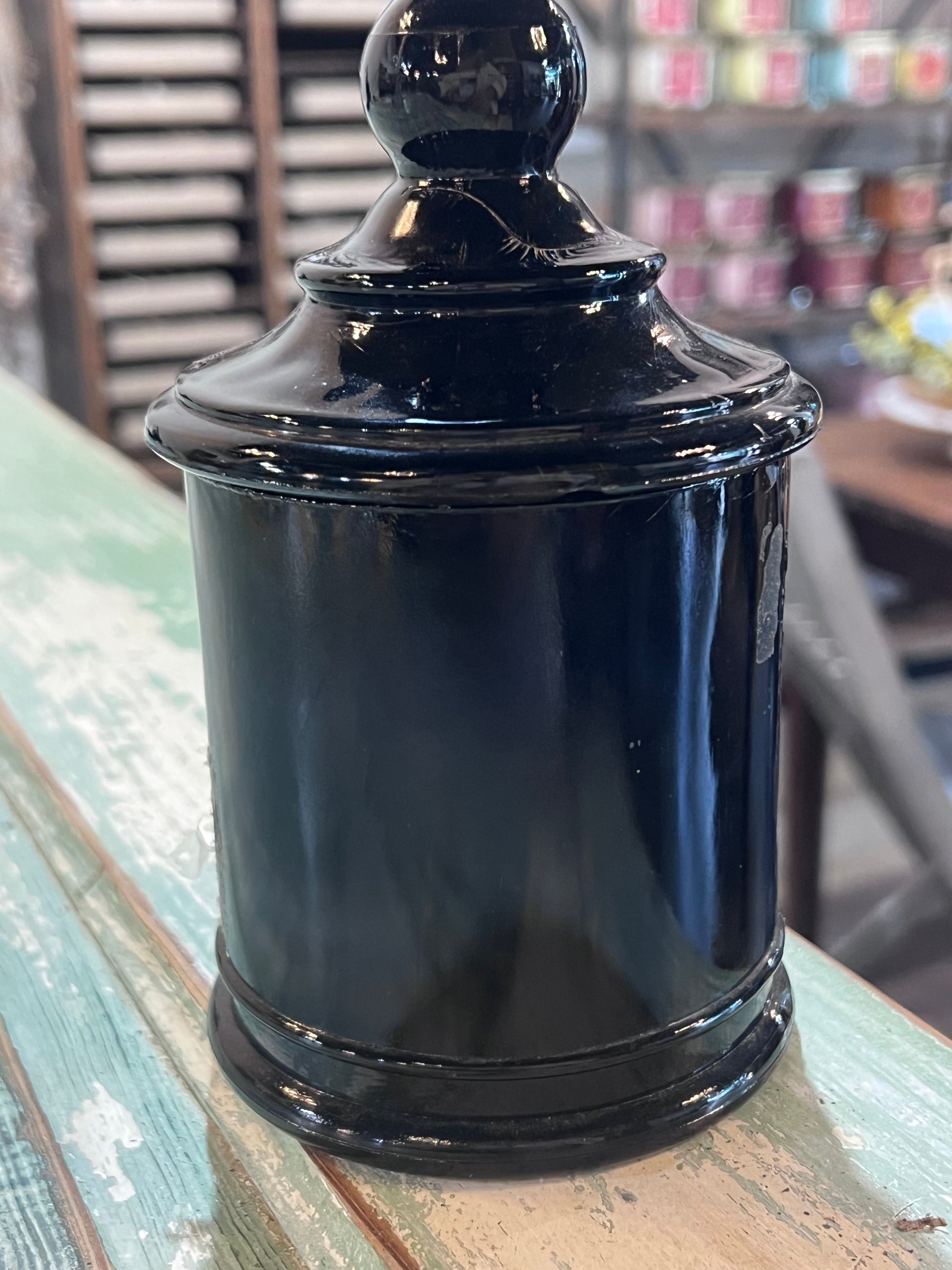 JV Co. Inc Black Amethyst Agate Glass Apothecary Jars Orloff Bergamot