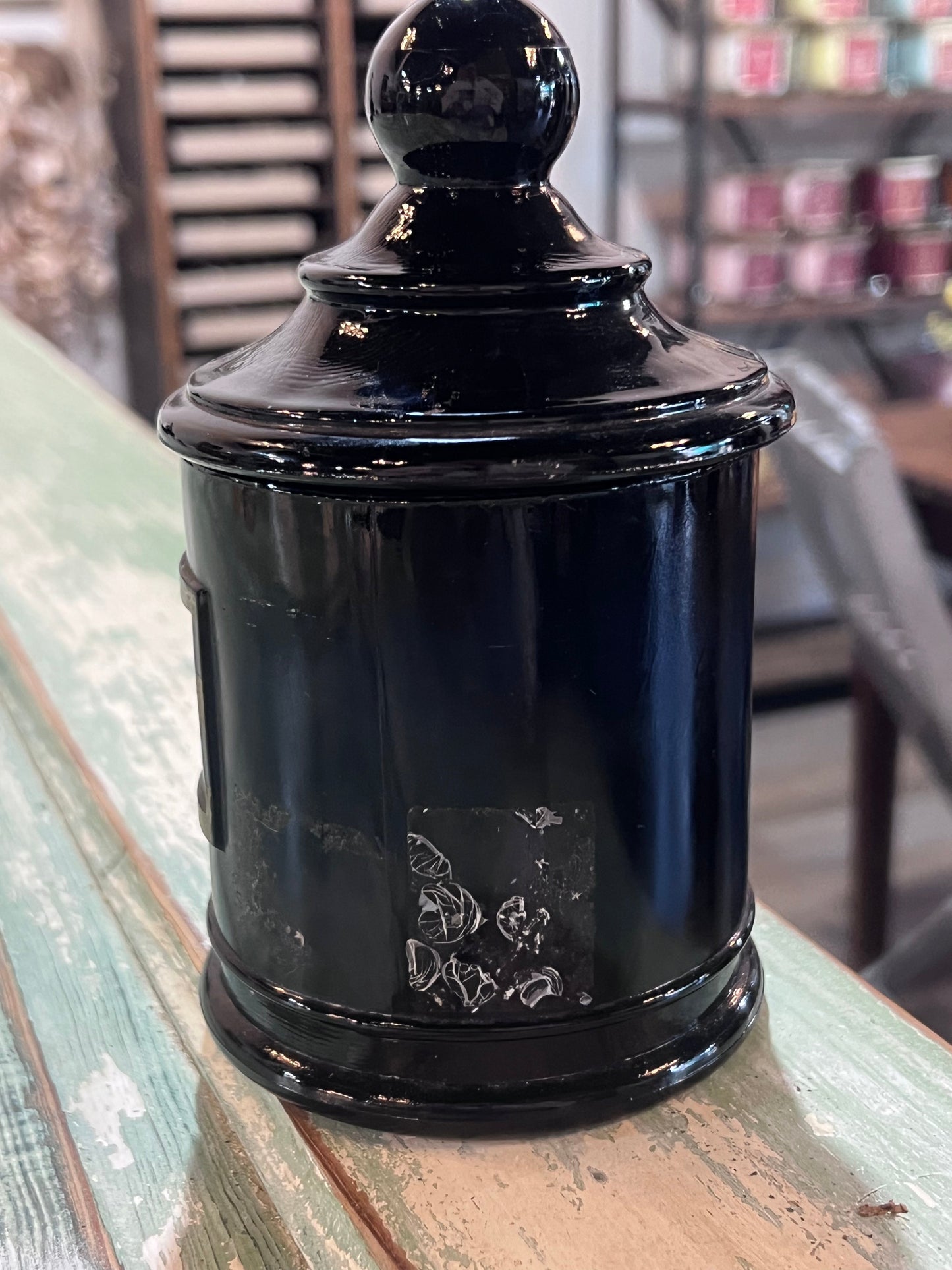 JV Co. Inc Black Amethyst Agate Glass Apothecary Jars Orloff Bergamot