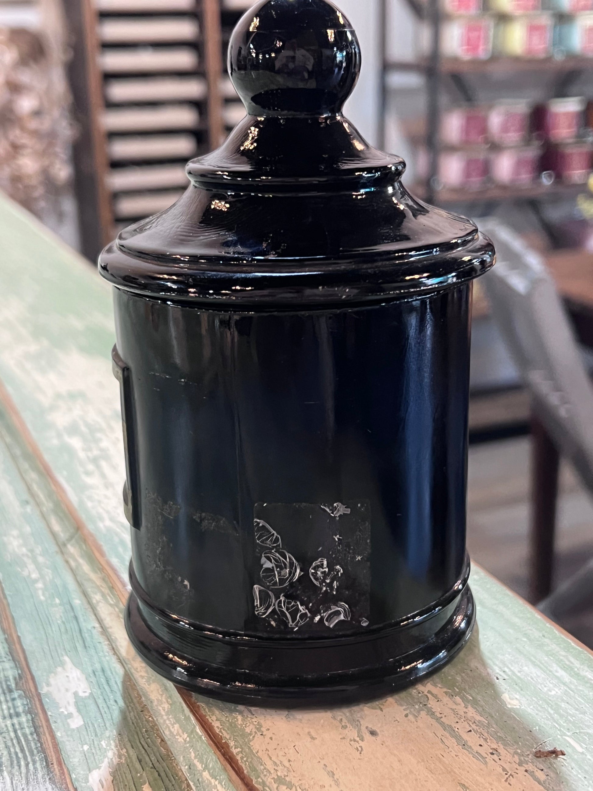 JV Co. Inc Black Amethyst Agate Glass Apothecary Jars Orloff Bergamot