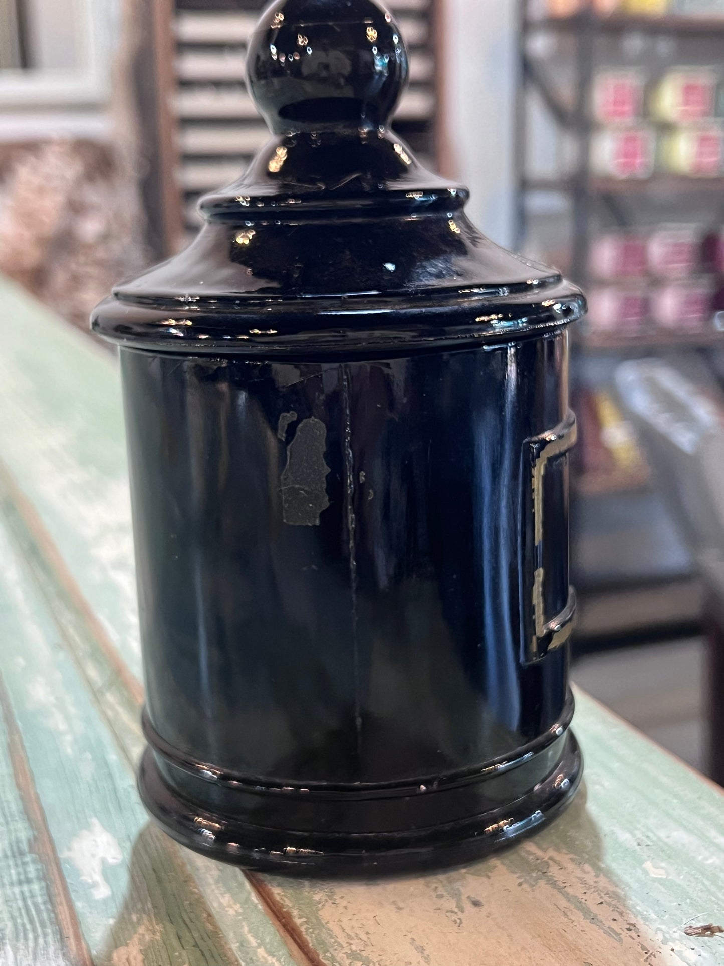 JV Co. Inc Black Amethyst Agate Glass Apothecary Jars Orloff Bergamot