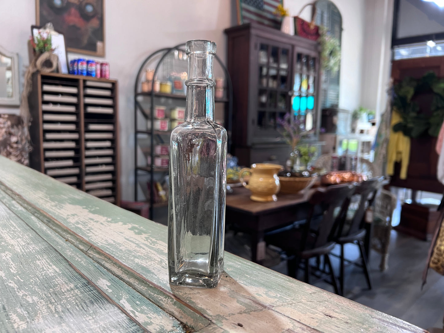 Grey Clear Glass Apothecary Bottle with square Bottom
