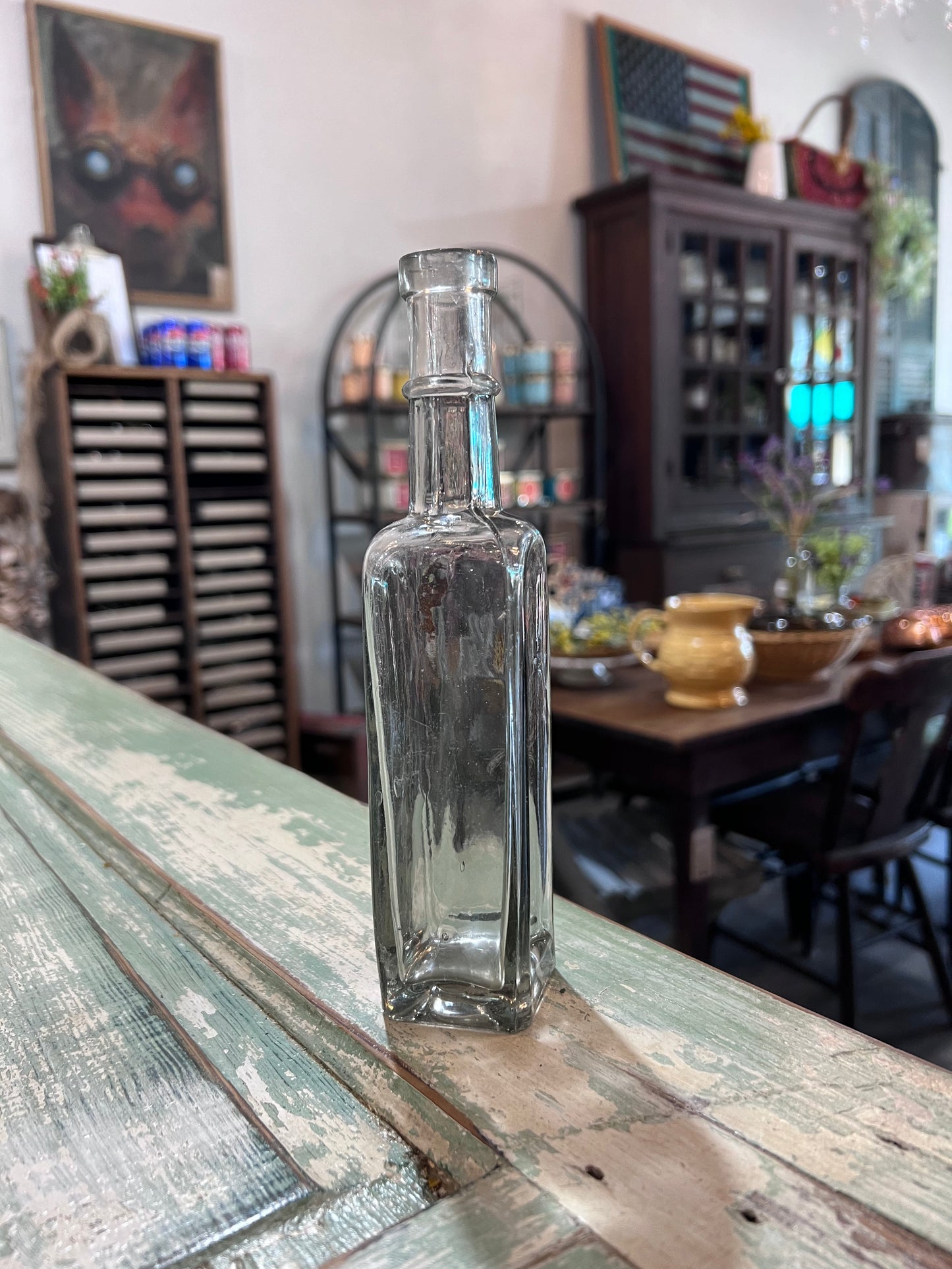 Grey Clear Glass Apothecary Bottle with square Bottom