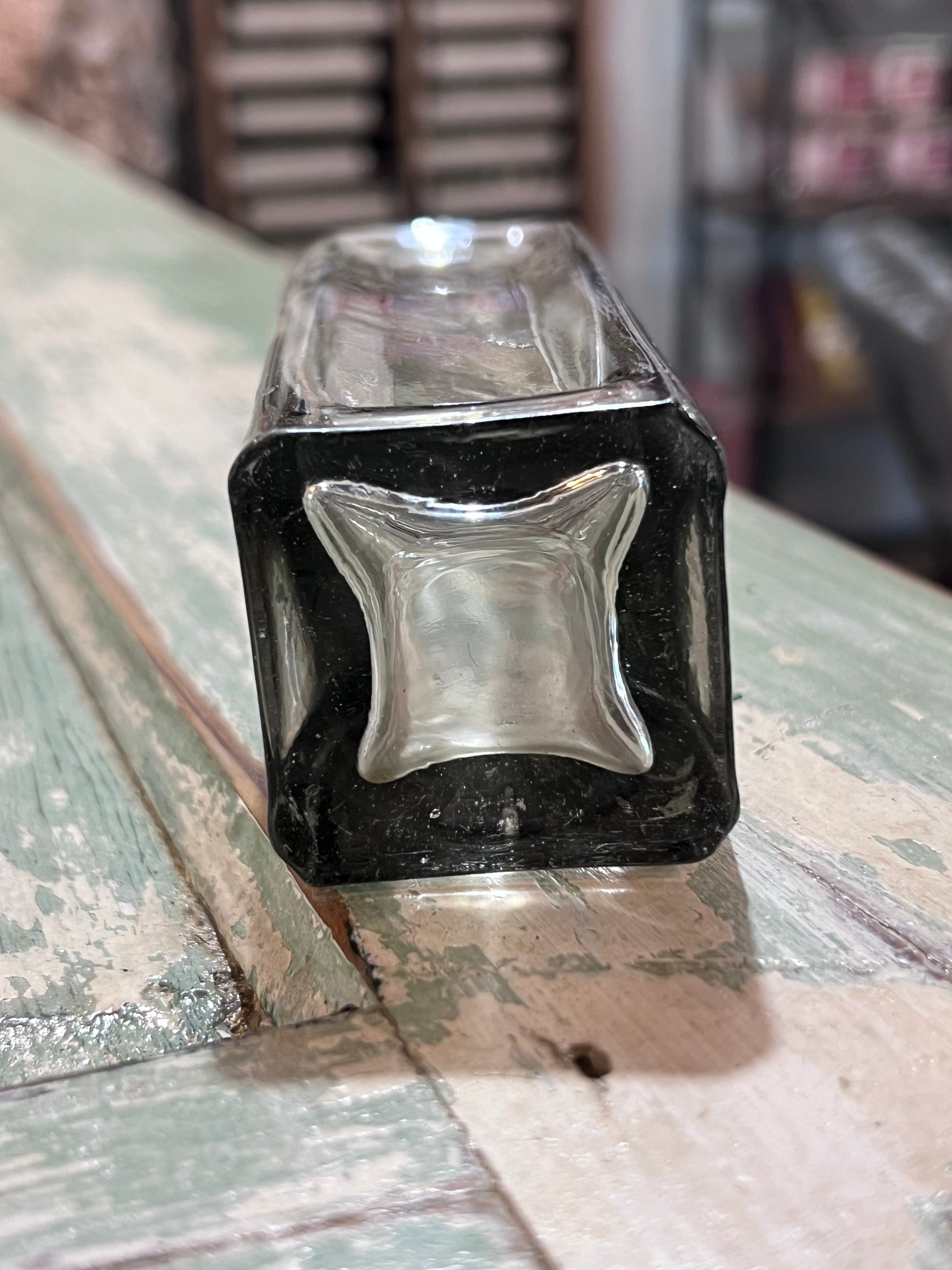 Grey Clear Glass Apothecary Bottle with square Bottom