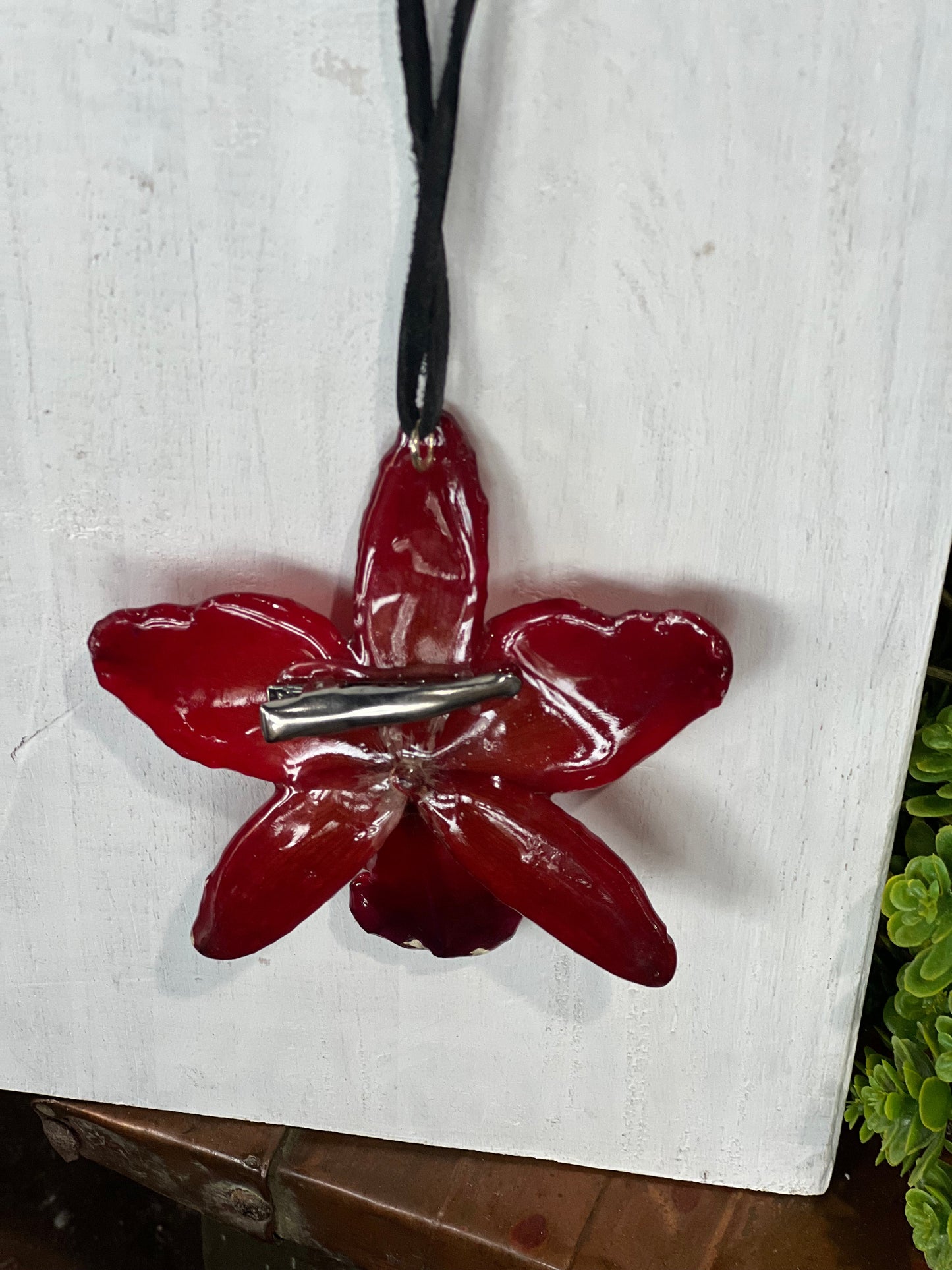 Red Cattleya Orchid Necklace