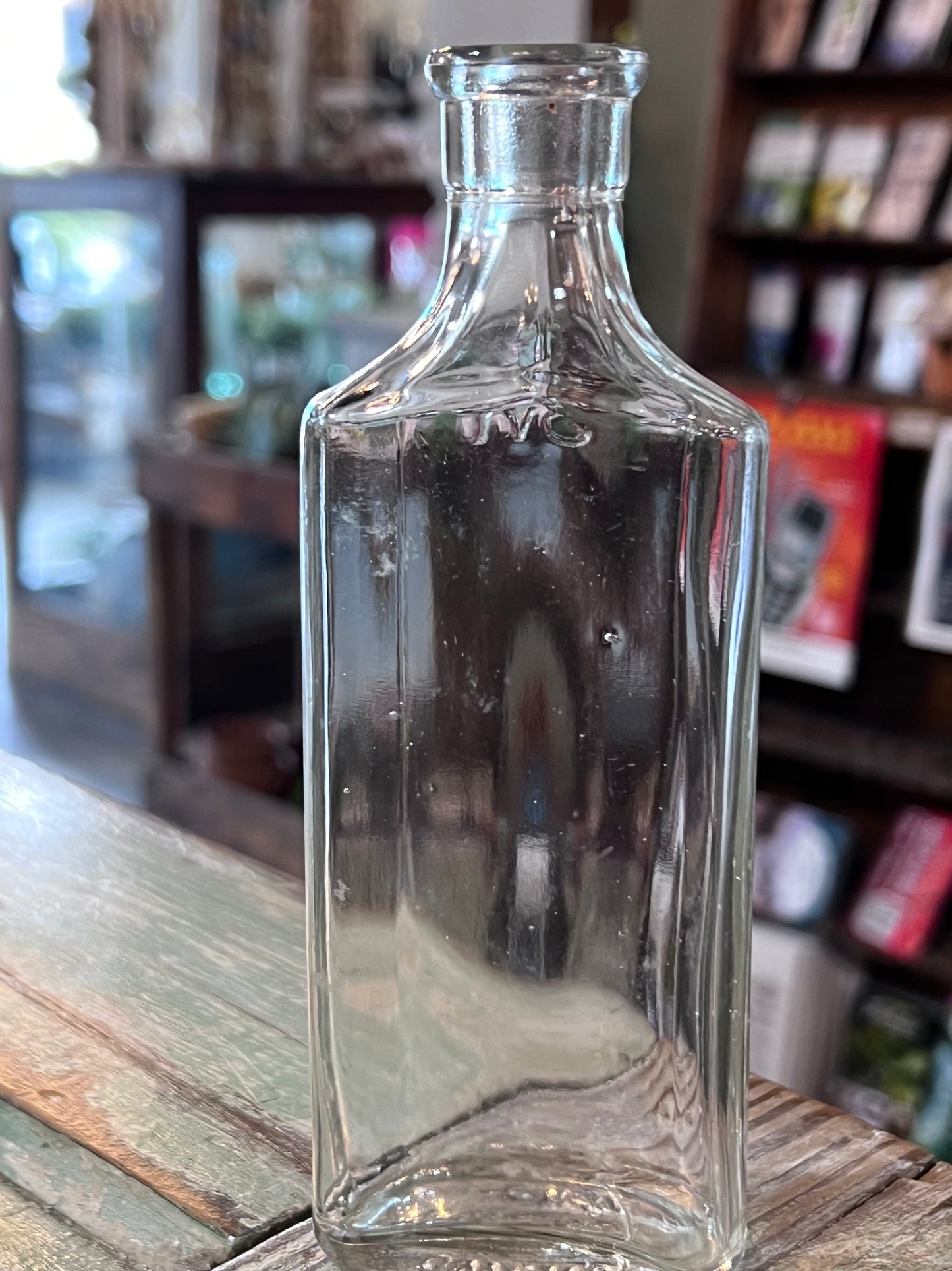 Clear Owens Glass Apothecary Bottle Flat Bellied