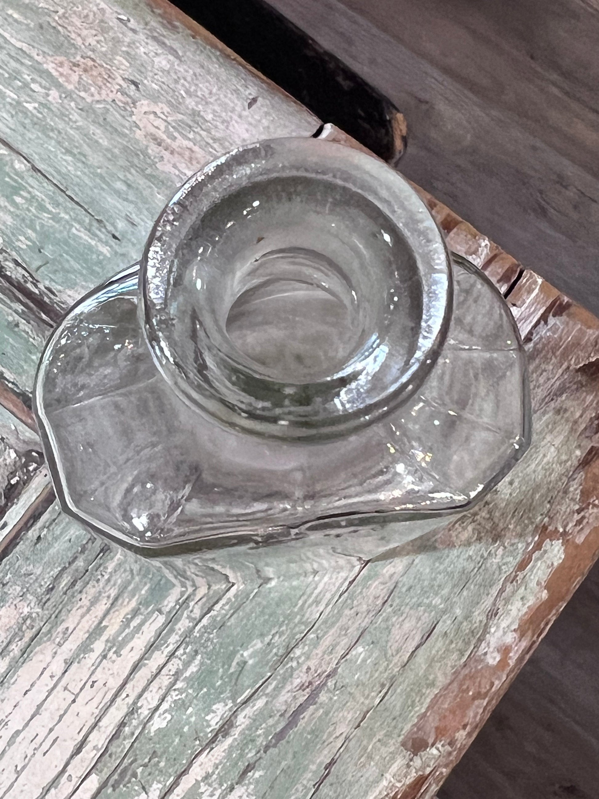 Clear Owens Glass Apothecary Bottle Flat Bellied