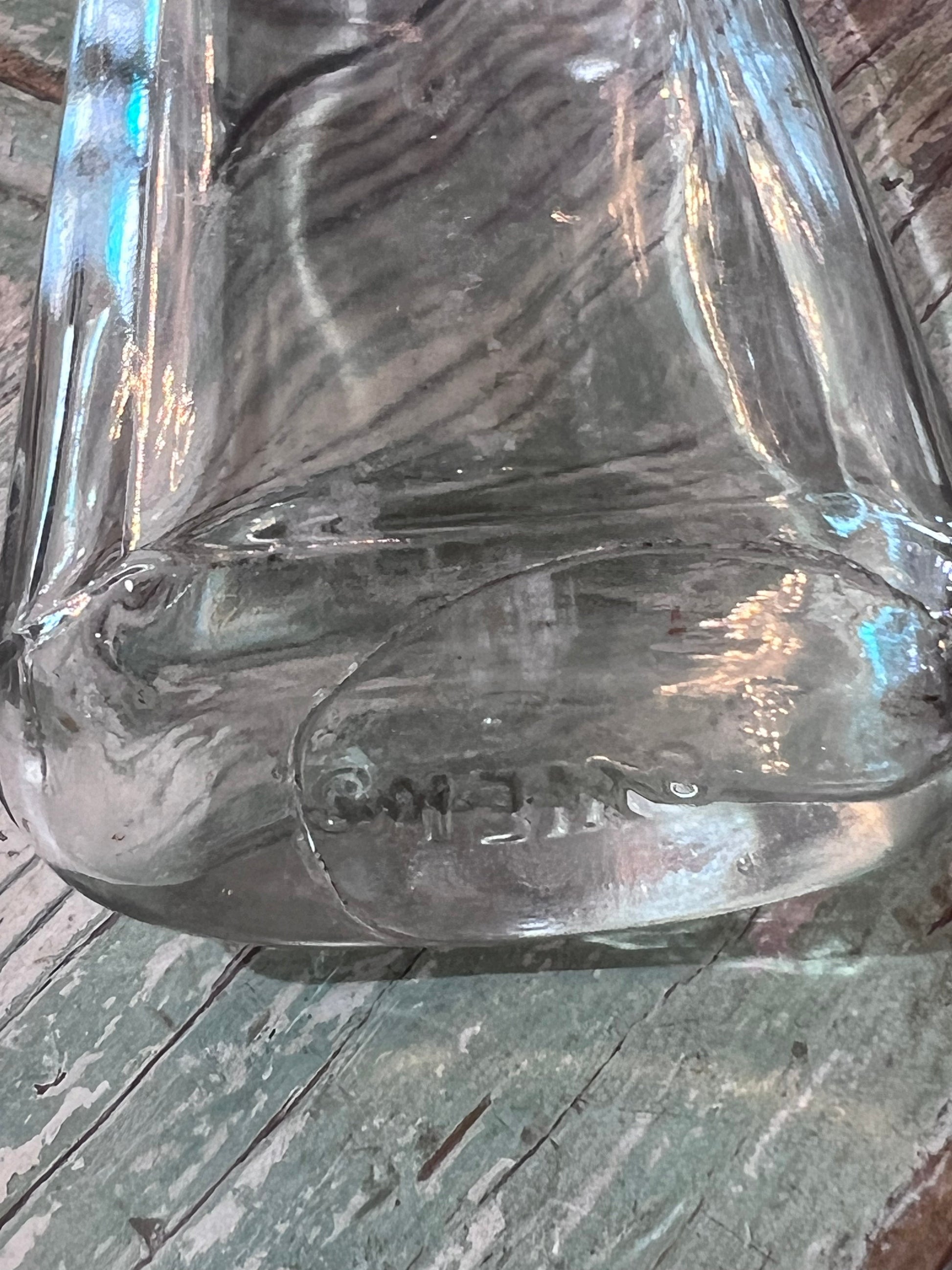 Clear Owens Glass Apothecary Bottle Flat Bellied