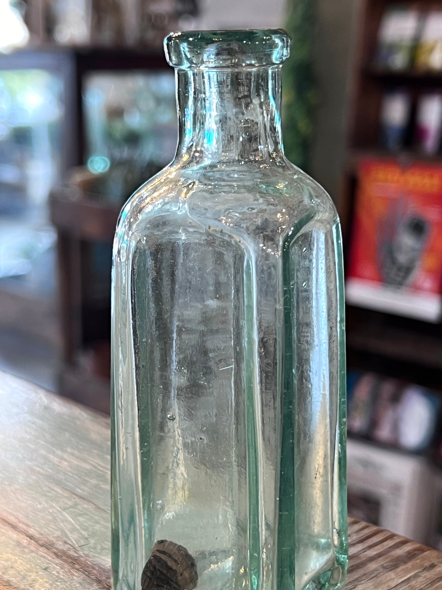 Green Glass Apothecary Bottle Square Bottom