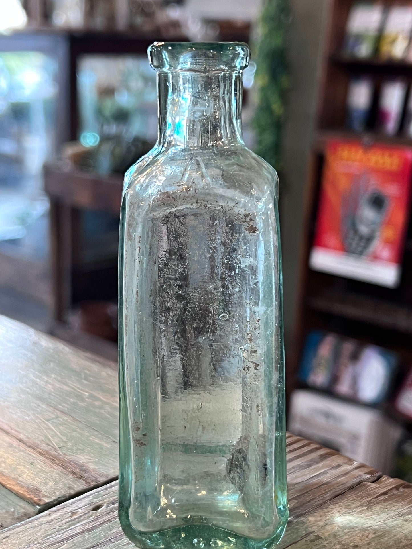 Green Glass Apothecary Bottle Square Bottom