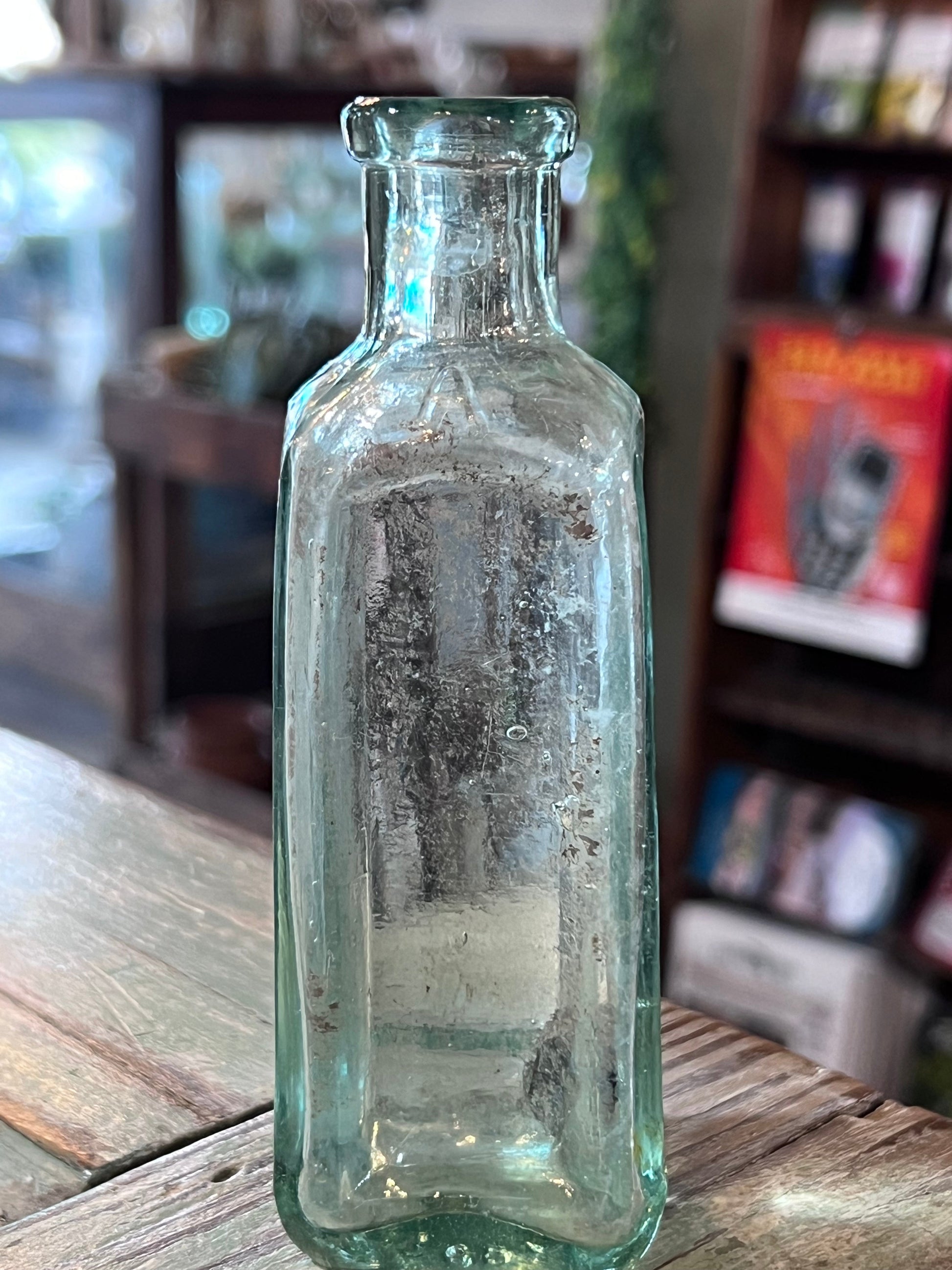 Green Glass Apothecary Bottle Square Bottom