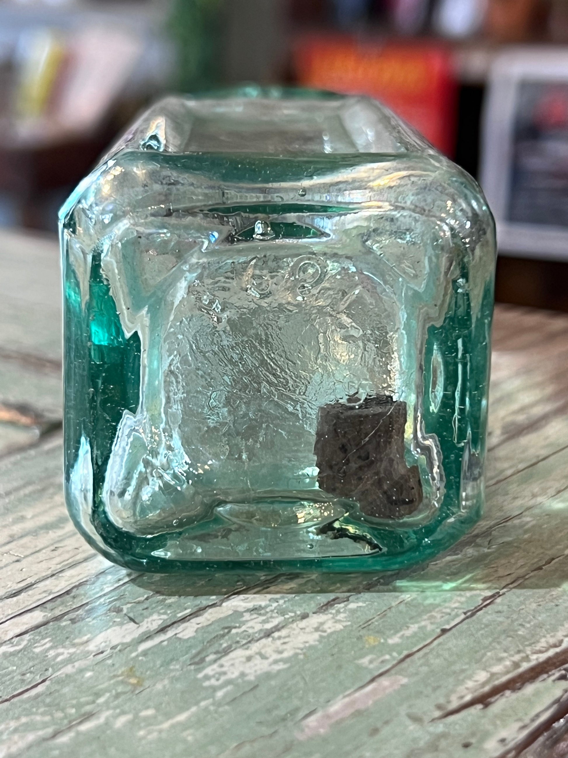 Green Glass Apothecary Bottle Square Bottom