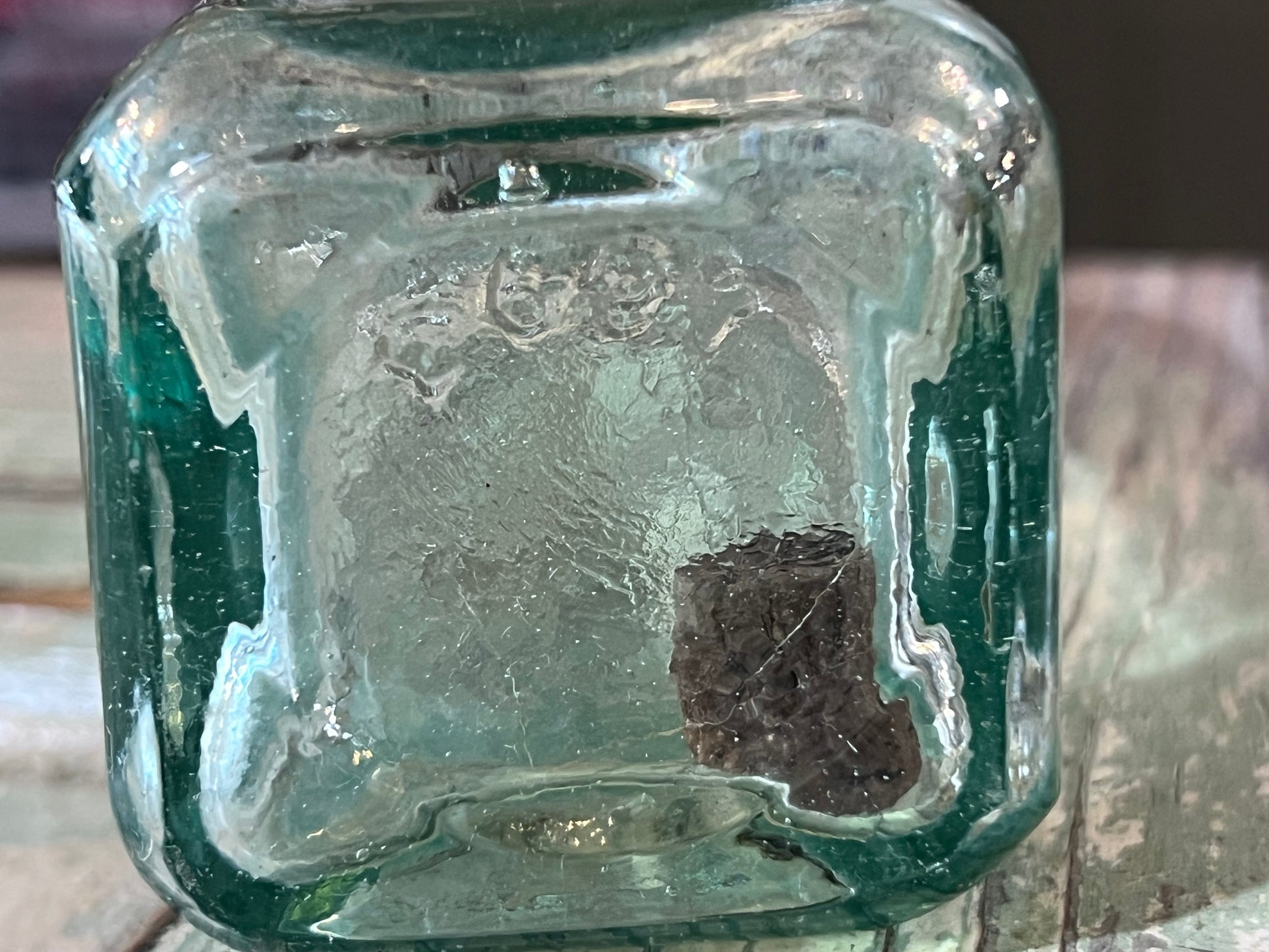 Green Glass Apothecary Bottle Square Bottom