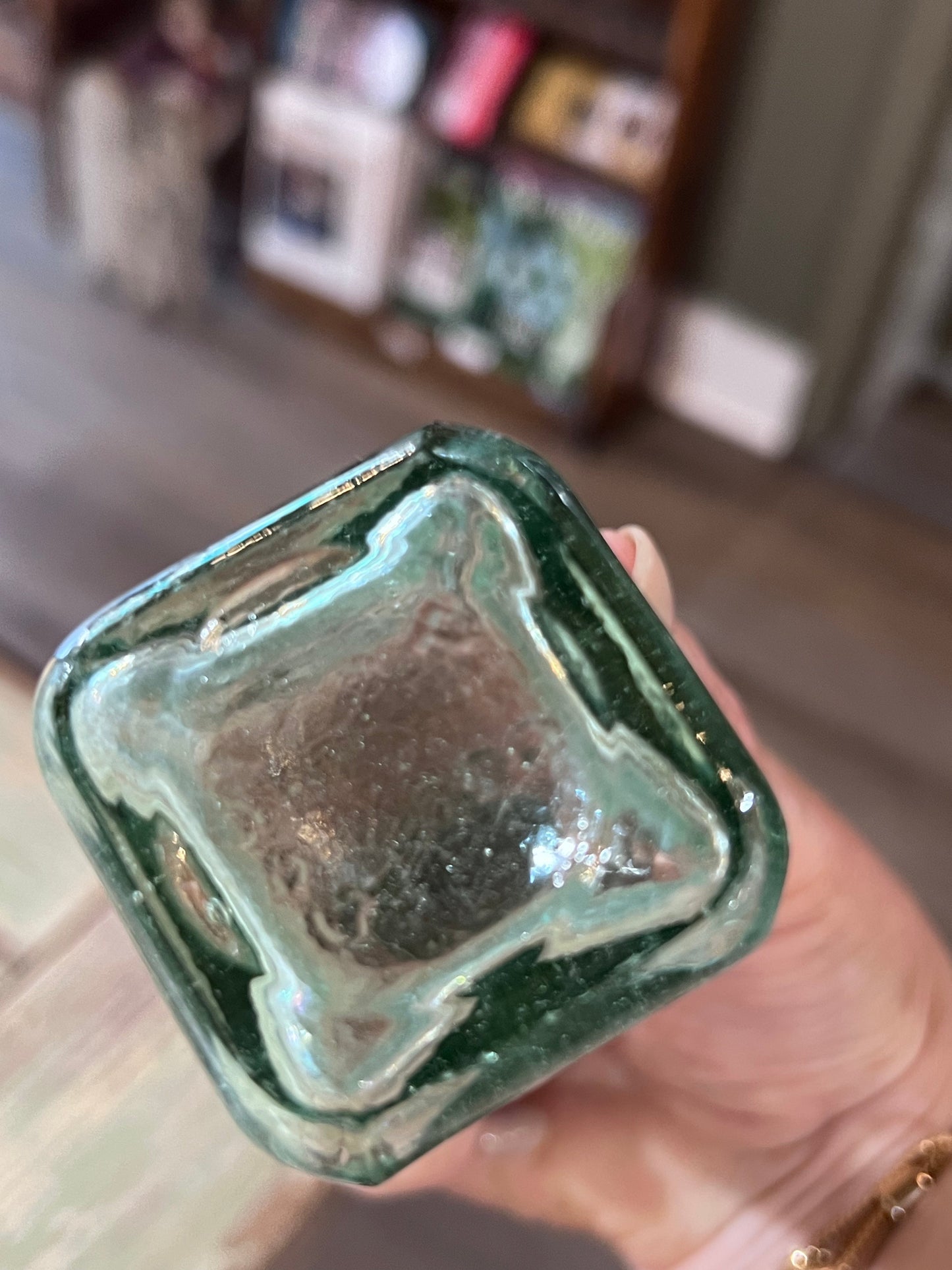 Green Glass Apothecary Bottle Square Bottom