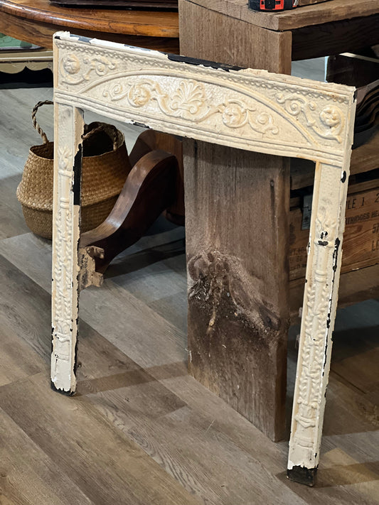 Antique Cast Iron Fireplace Surround: White