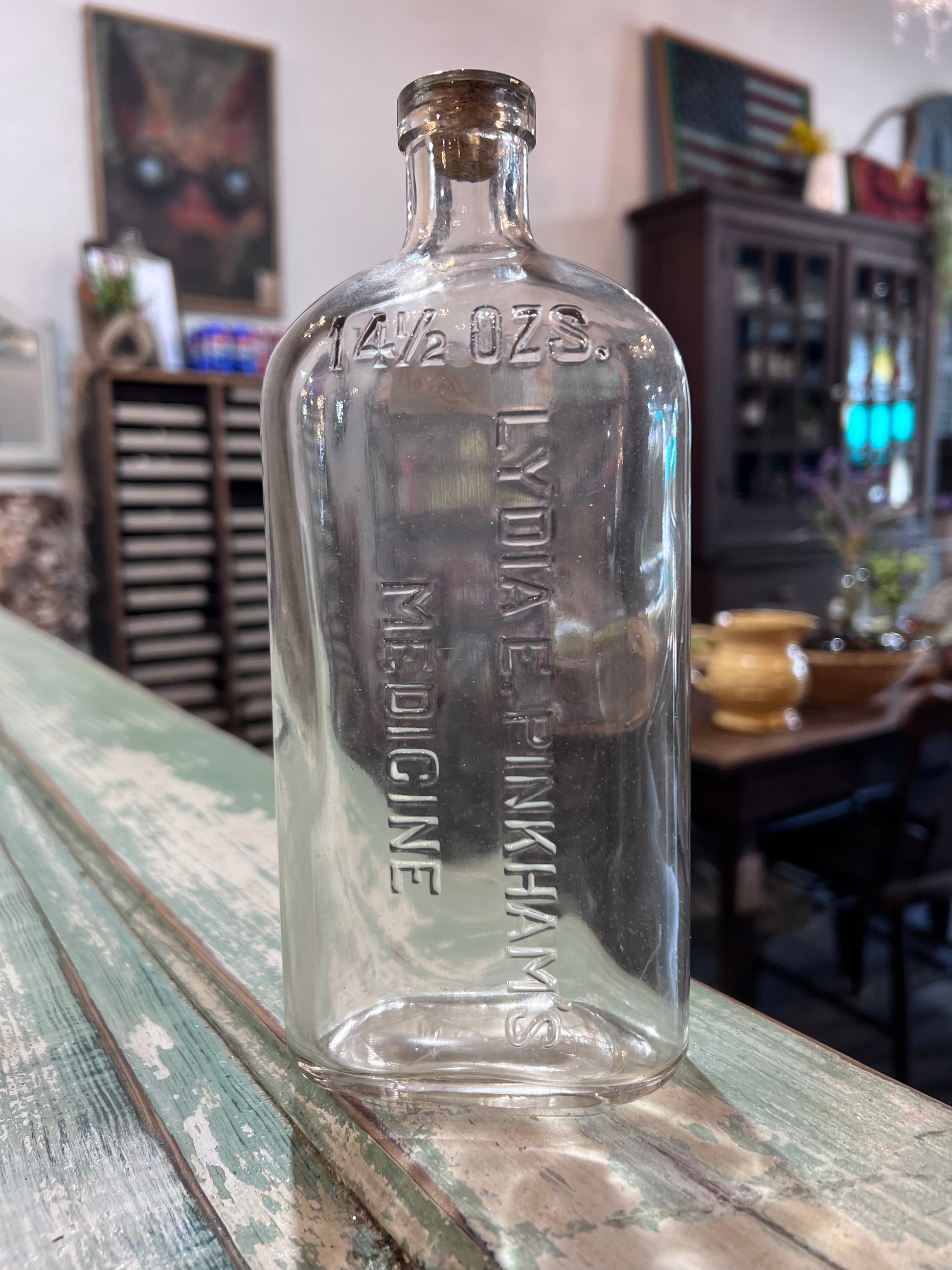 Clear Glass Lydia E Pinkhams Medicine Bottle 14.5oz