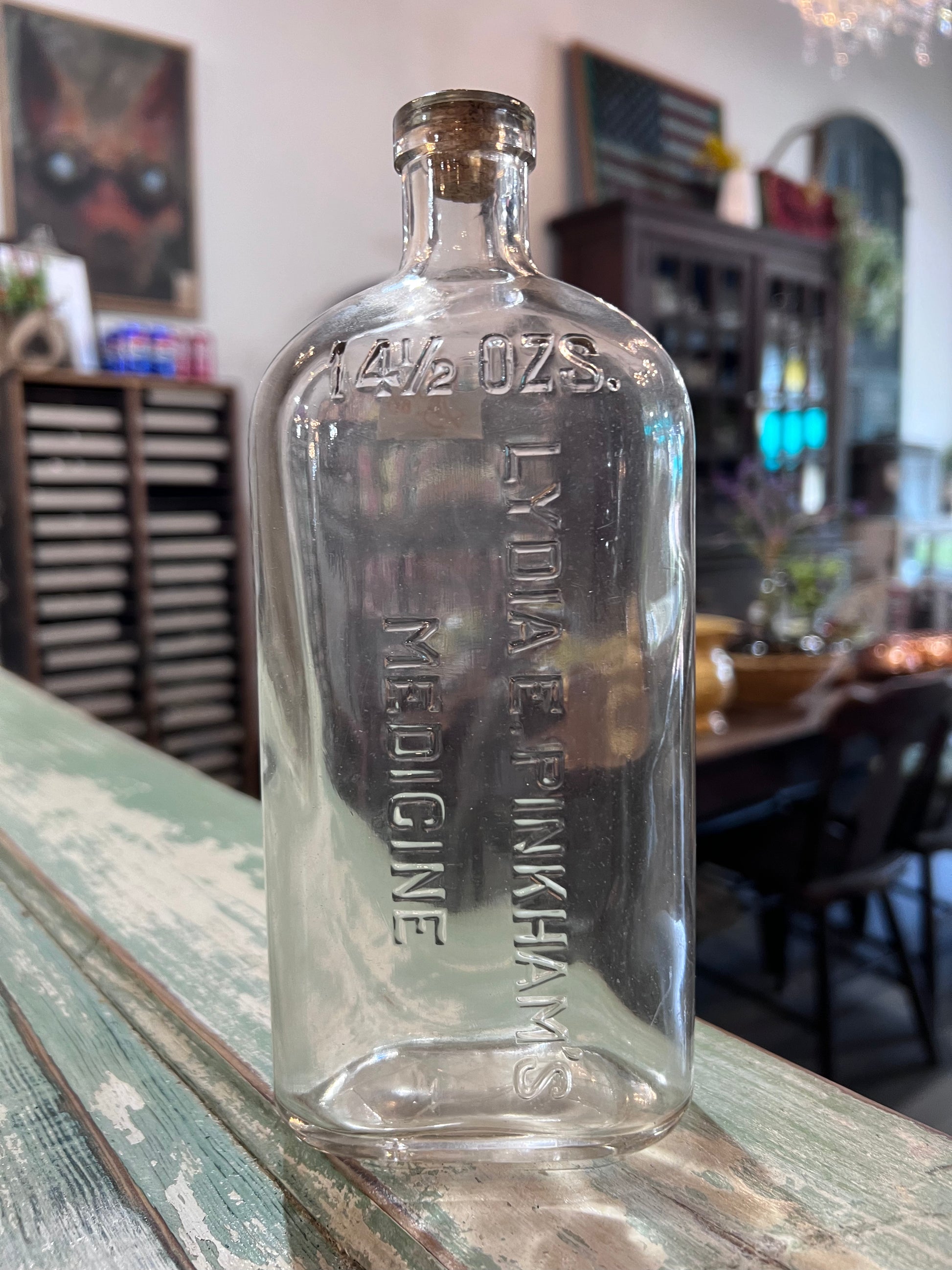 Clear Glass Lydia E Pinkhams Medicine Bottle 14.5oz