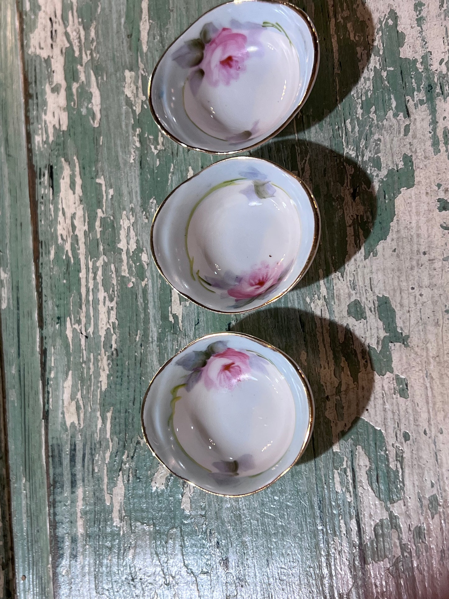 Set of 3 Nippon Hand Paited 1920Хs Salt Cellars Bone China