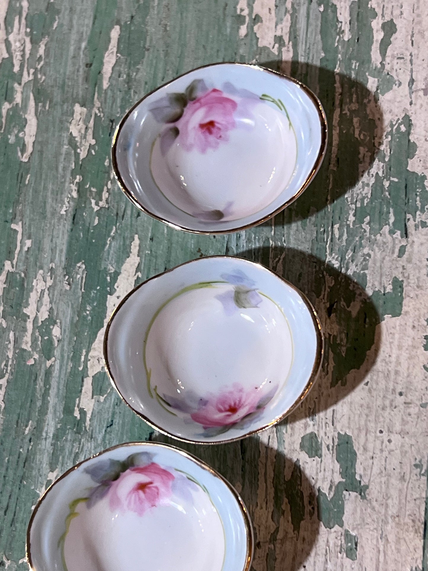 Set of 3 Nippon Hand Paited 1920Хs Salt Cellars Bone China