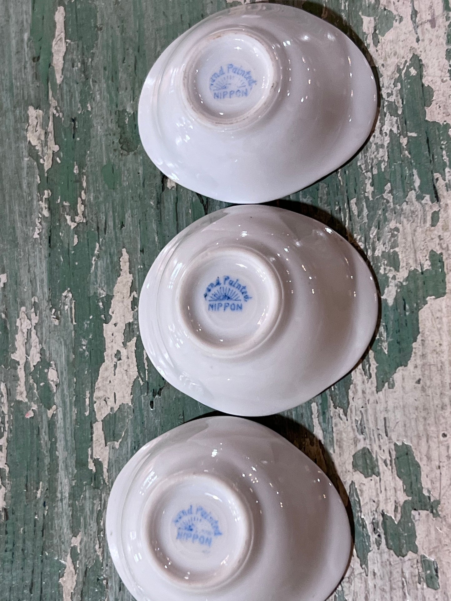 Set of 3 Nippon Hand Paited 1920Хs Salt Cellars Bone China