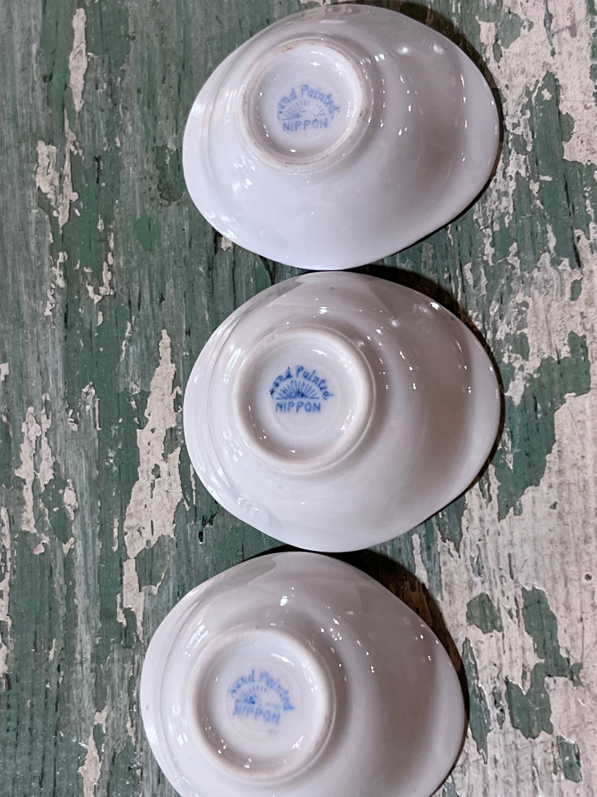 Set of 3 Nippon Hand Paited 1920Хs Salt Cellars Bone China