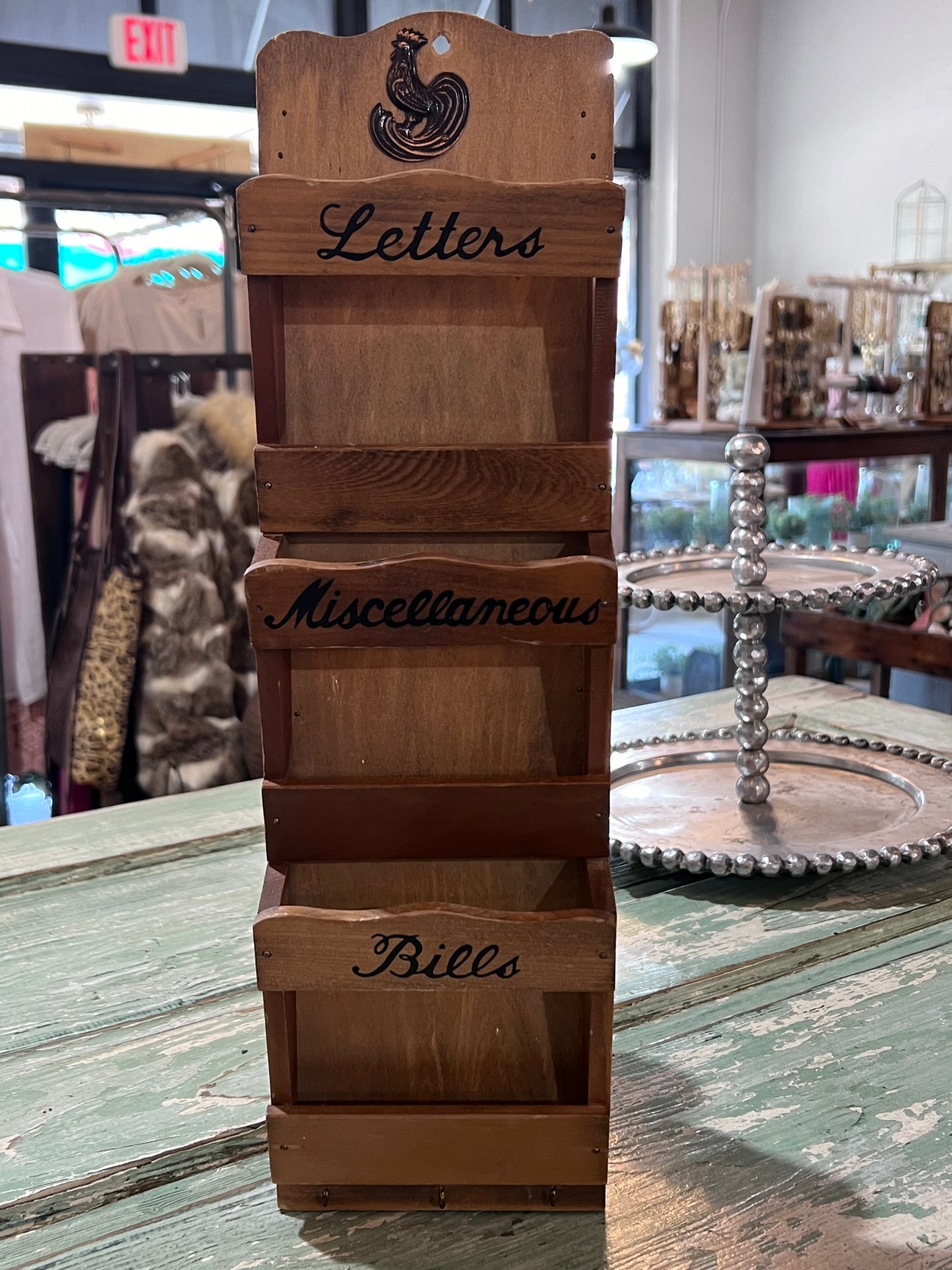 Vintage Mail Holder Wall Hanging with Hooks