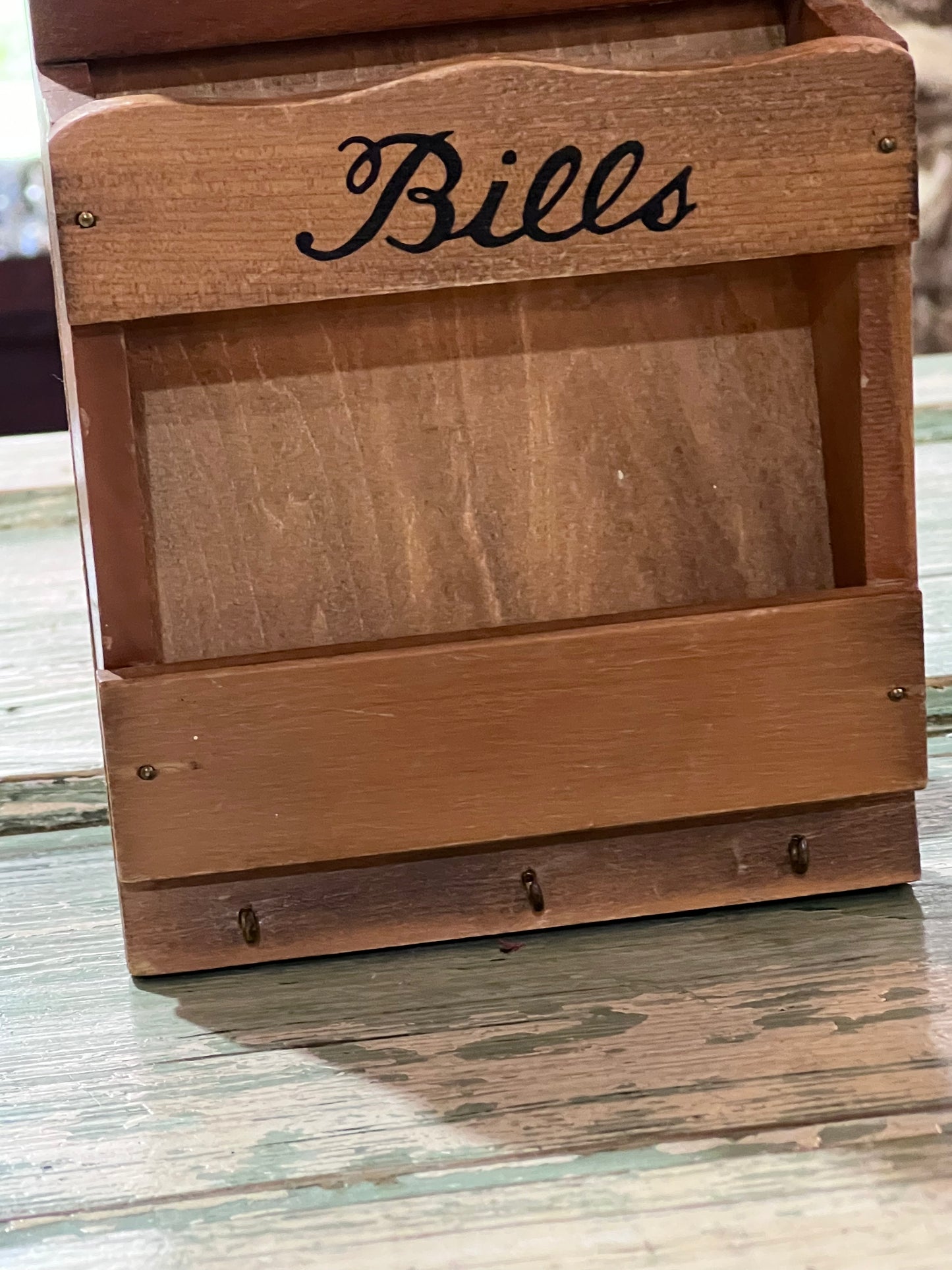 Vintage Mail Holder Wall Hanging with Hooks