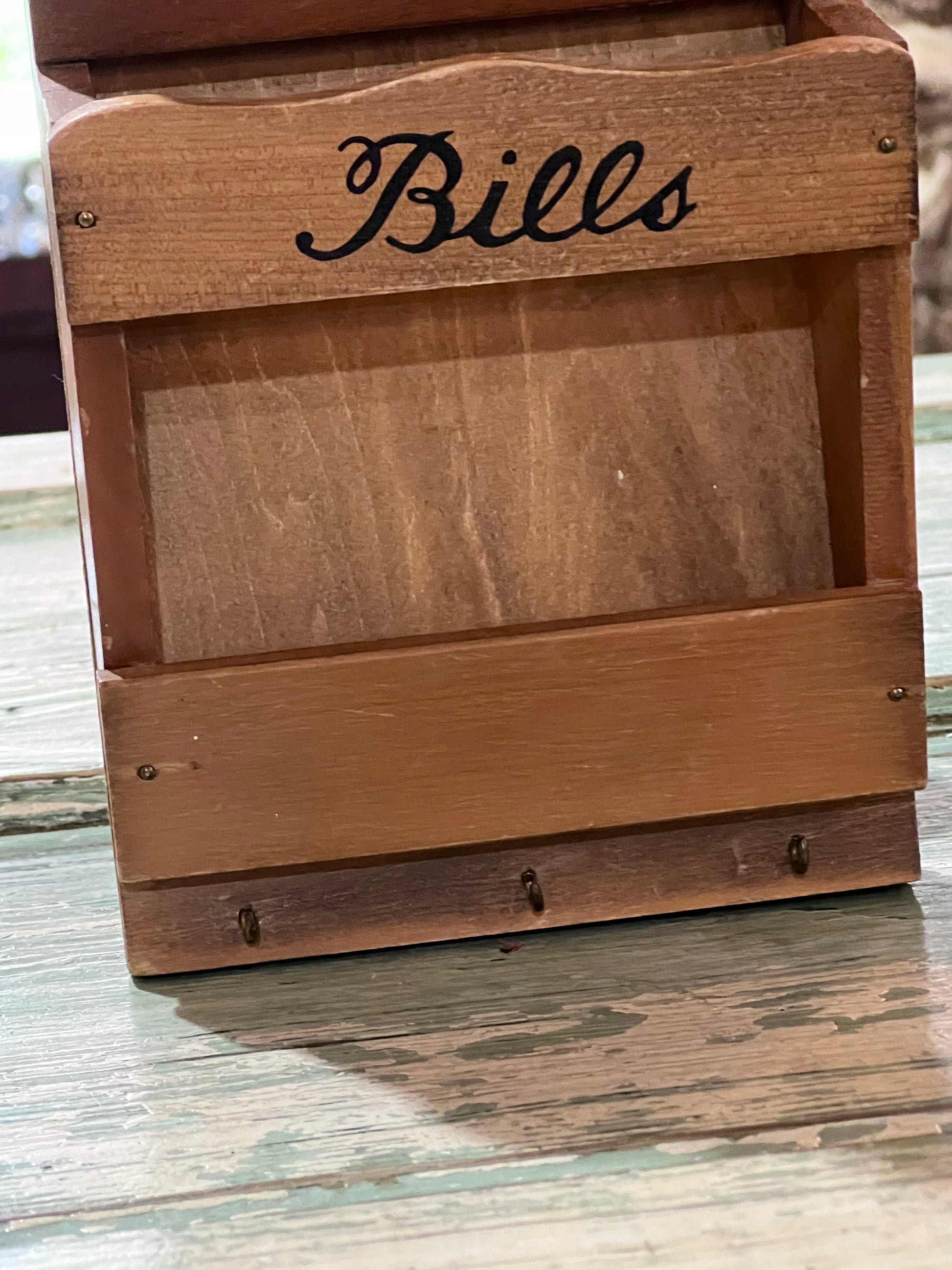 Vintage Mail Holder Wall Hanging with Hooks