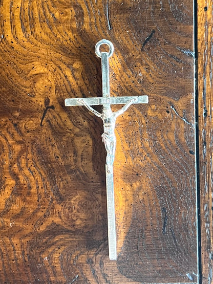 4" Plastic Crucifix Pendant Silver