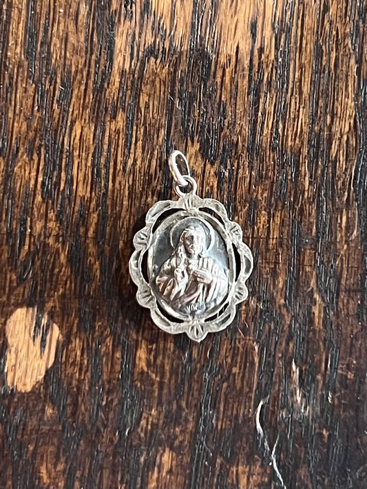 Sterling Silver Sacred Heart of Jesus Medal