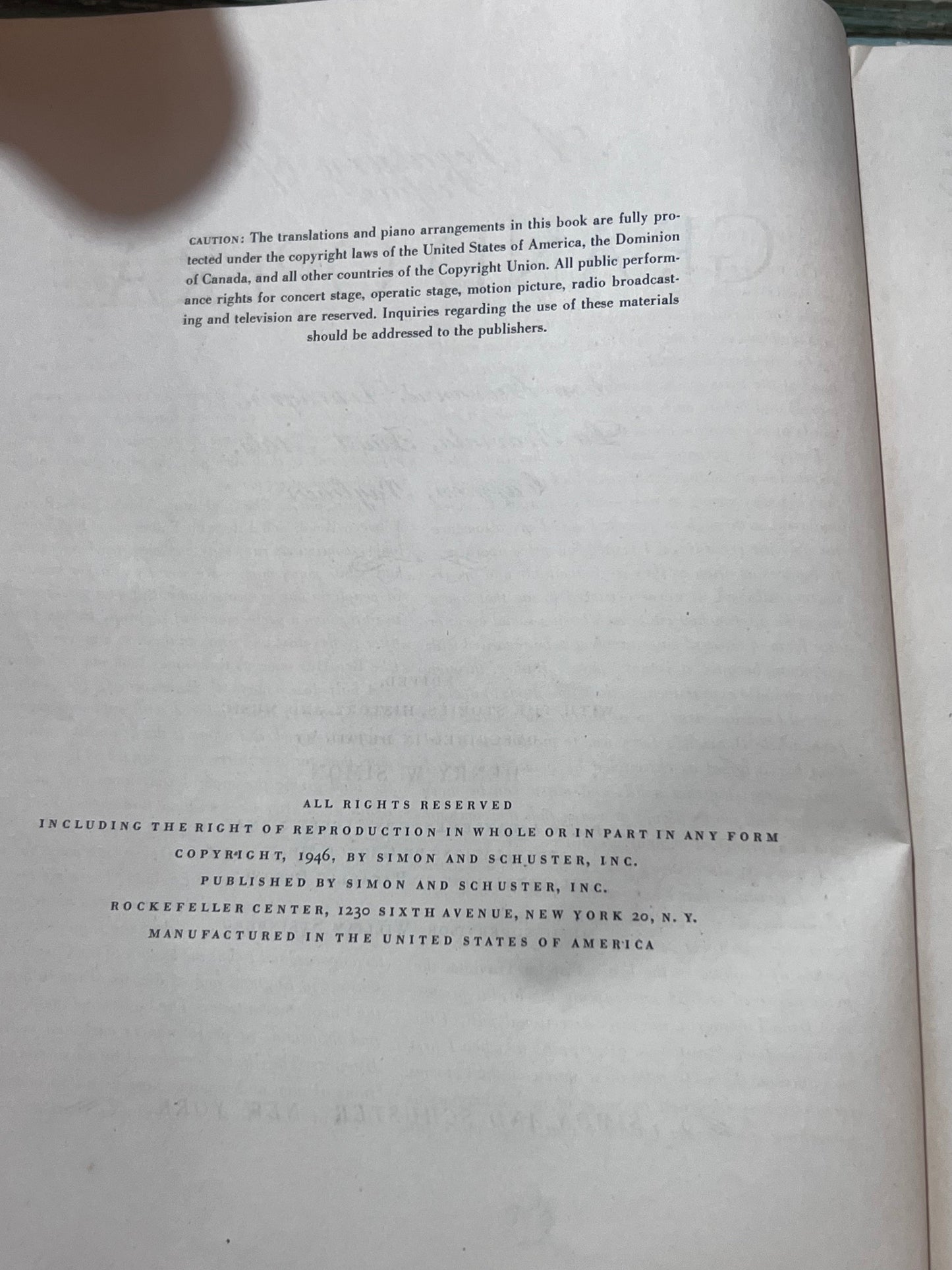 Grand Opera Sheet Music Book