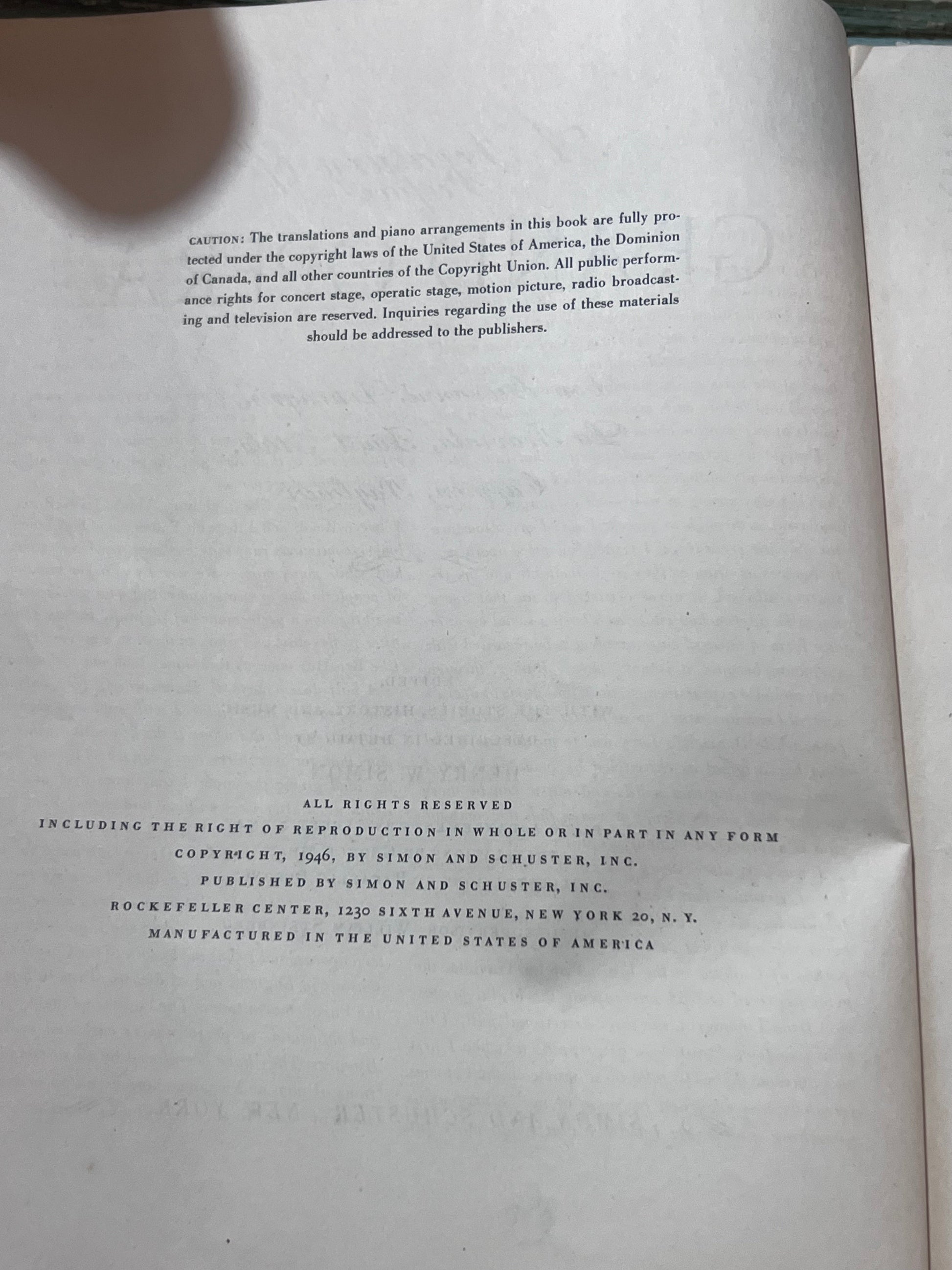 Grand Opera Sheet Music Book