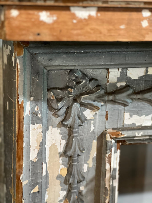 Antique Fireplace Mantel With Mirror